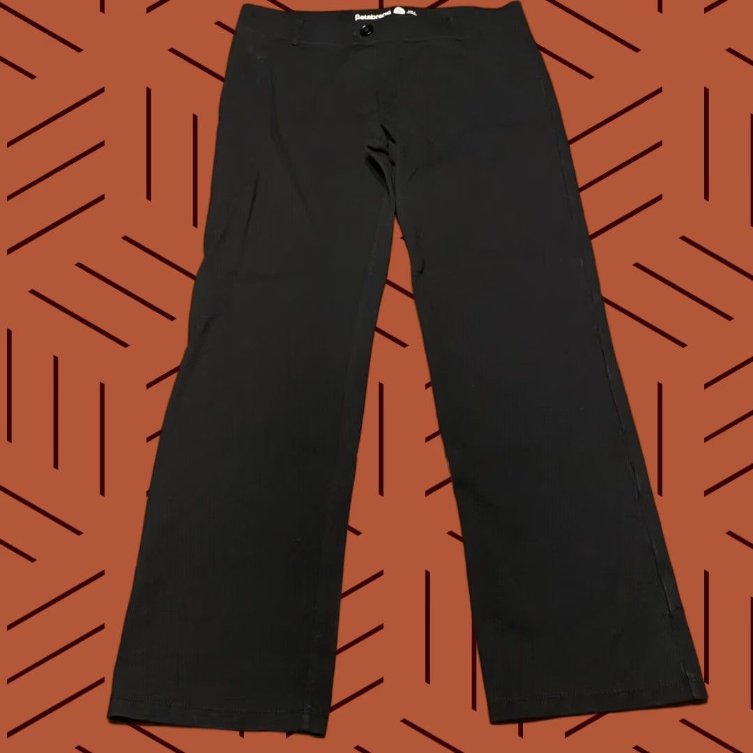 Vintage Betabrand Pants Womens L Petite Black Ribbed Straight Leg Yoga Dress Workwear Size 36" / US 14 / IT 50 - 1 Thumbnail