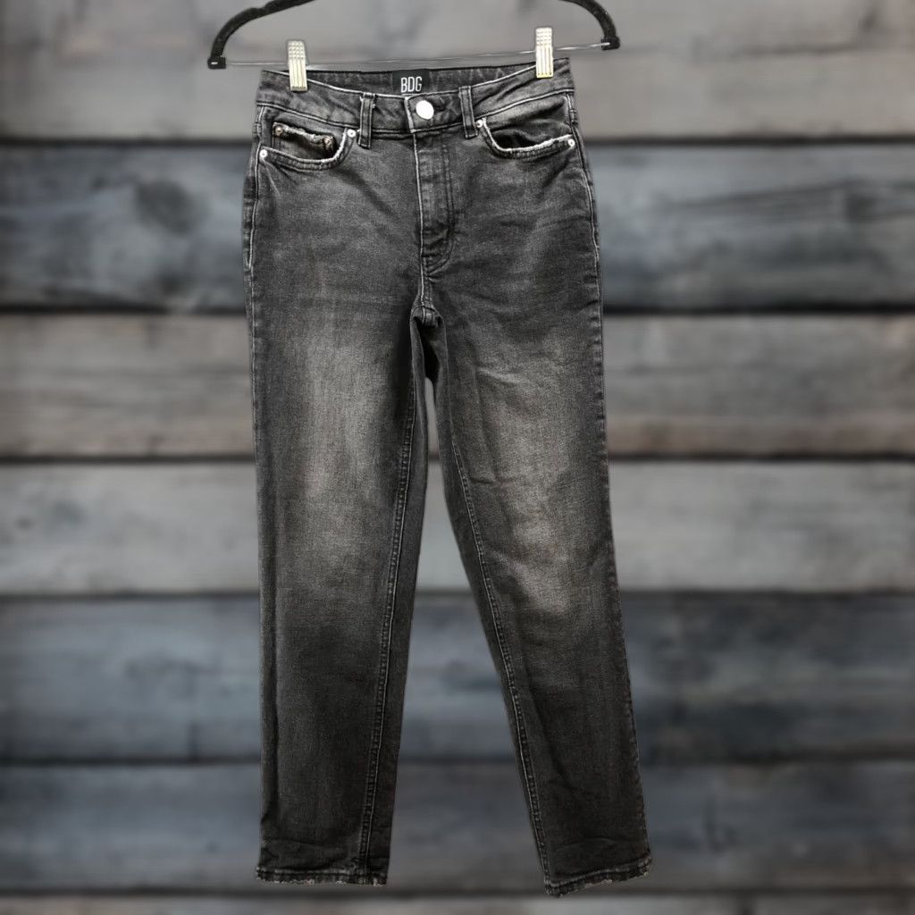 Urban Outfitters Urban Outfitters BDG Slim Straight Jeans Womens 24 Black Charcoal Wash Mid Rise Size 42" / US 20 - 1 Thumbnail