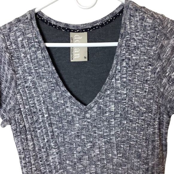 Anthropologie Anthropologie Dolan Short Sleeve Knit Dress V-Neck Ribbed Gray Lined A-Line Shirt Dress M Womens Size 32" / US 10 / IT 46 - 2 Thumbnail
