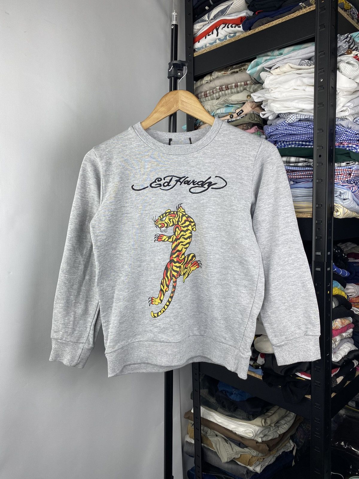 Ed Hardy × Vintage Ed Hardy Christian Audigier Tiger Wild Grey Women Sweatshirt Size M / US 6-8 / IT 42-44 - 1 Thumbnail