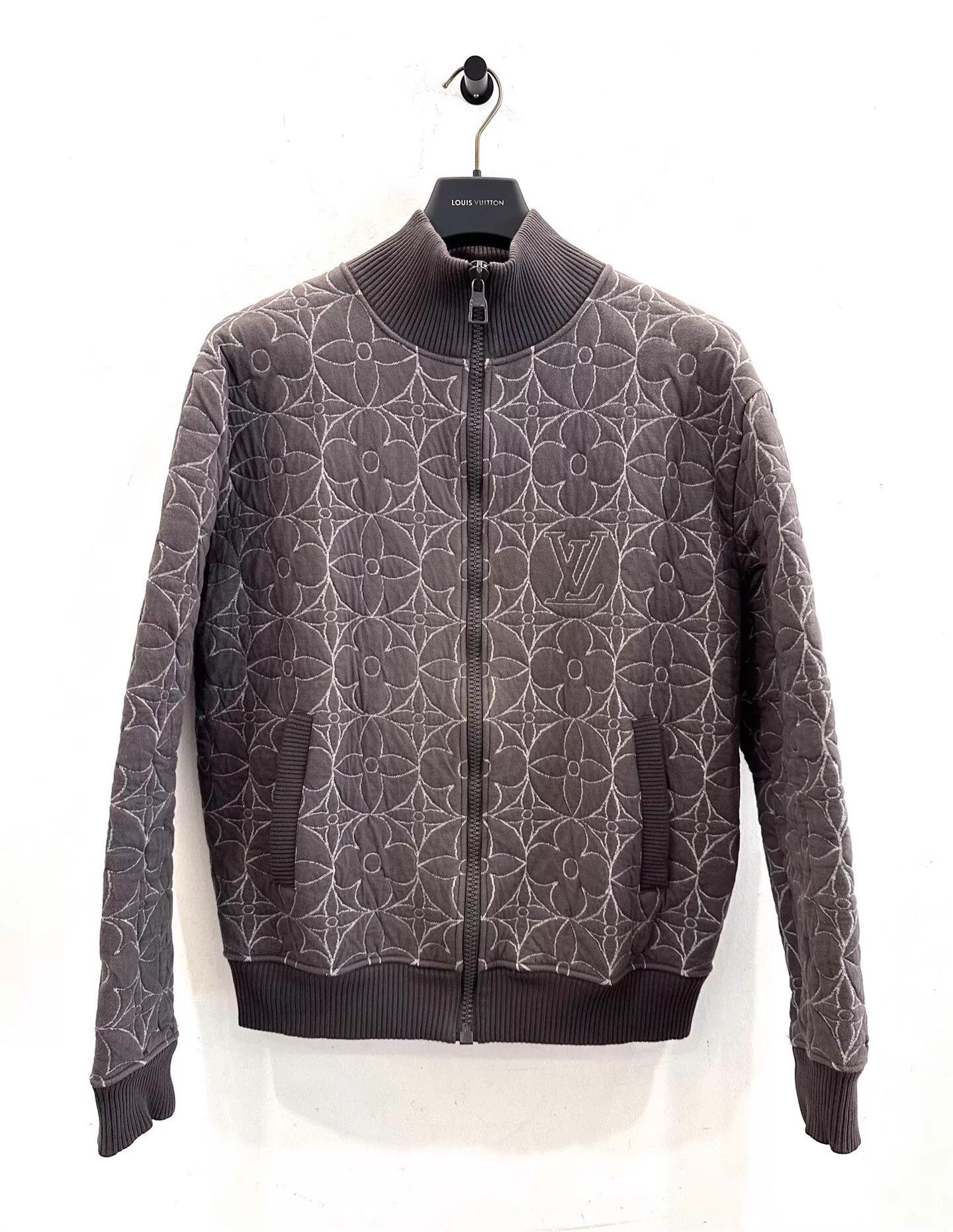 Louis Vuitton LV Monogram All Over White Logo Men's Dark Gray Jacket L Size US L / EU 52-54 / 3 - 1 Thumbnail