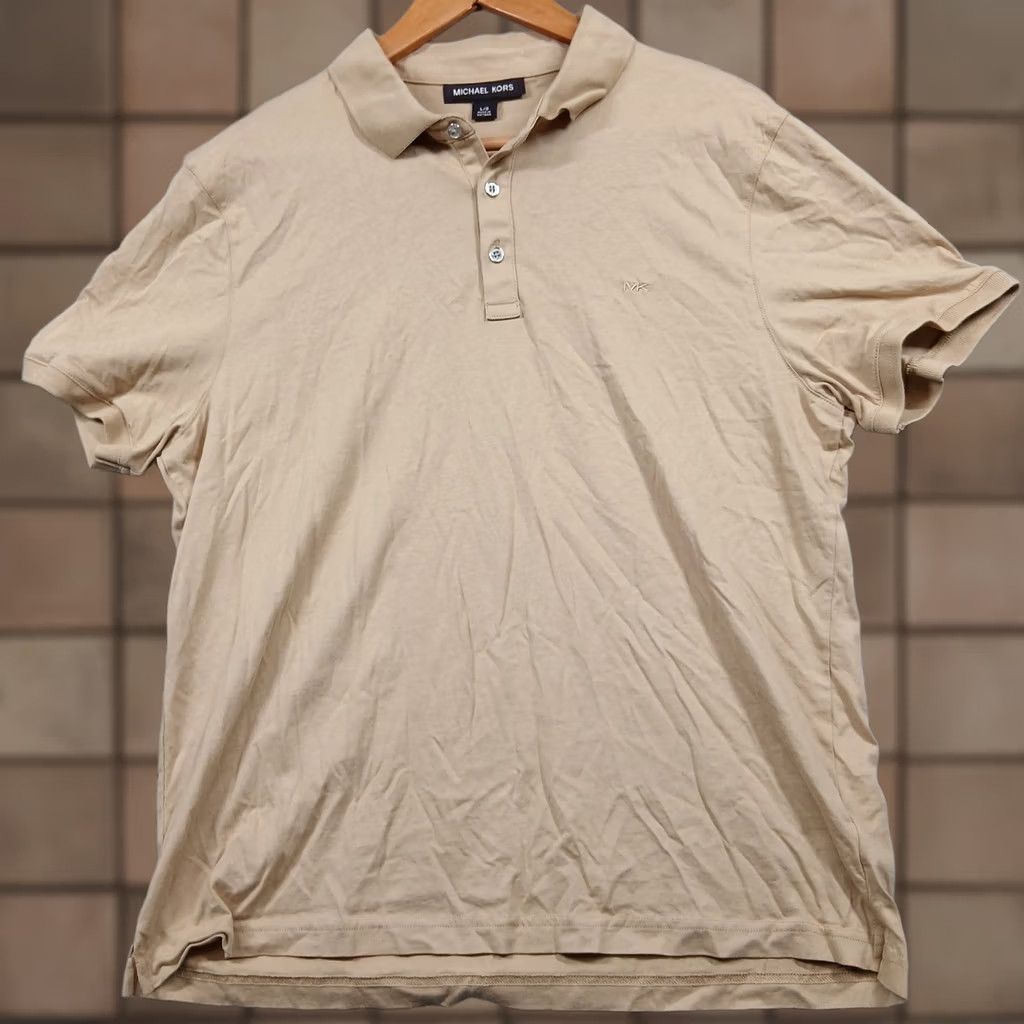 Michael Kors Michael Kors Polo Shirt Mens L Beige Embroidered MK Logo Short Sleeve Size US L / EU 52-54 / 3 - 1 Thumbnail
