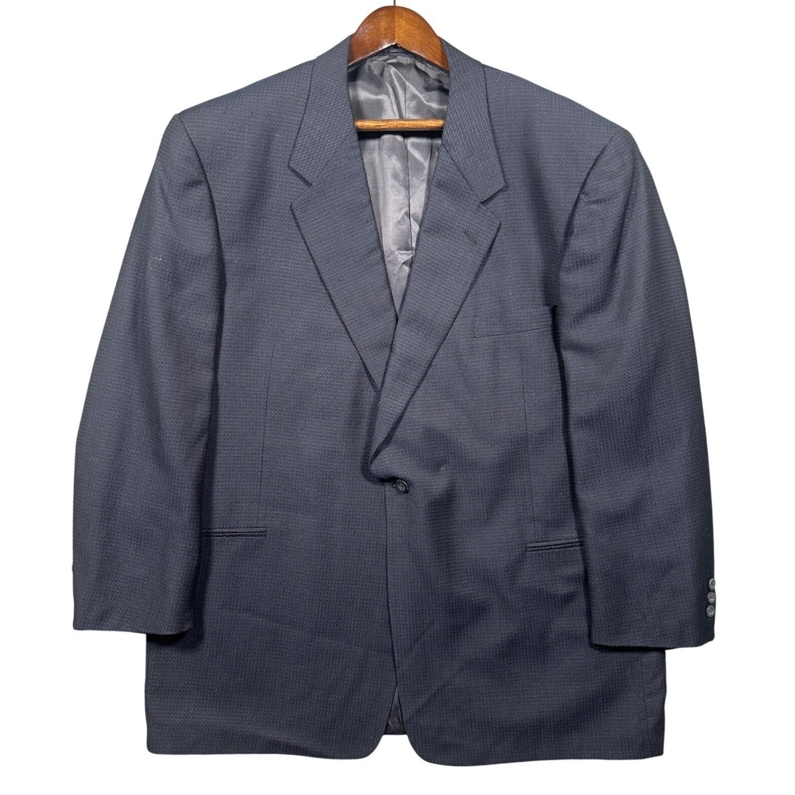Jhane Barnes Jhane Barnes Blazer Mens 50L Blue Gray Textured Sport Coat Size 50L - 1 Thumbnail