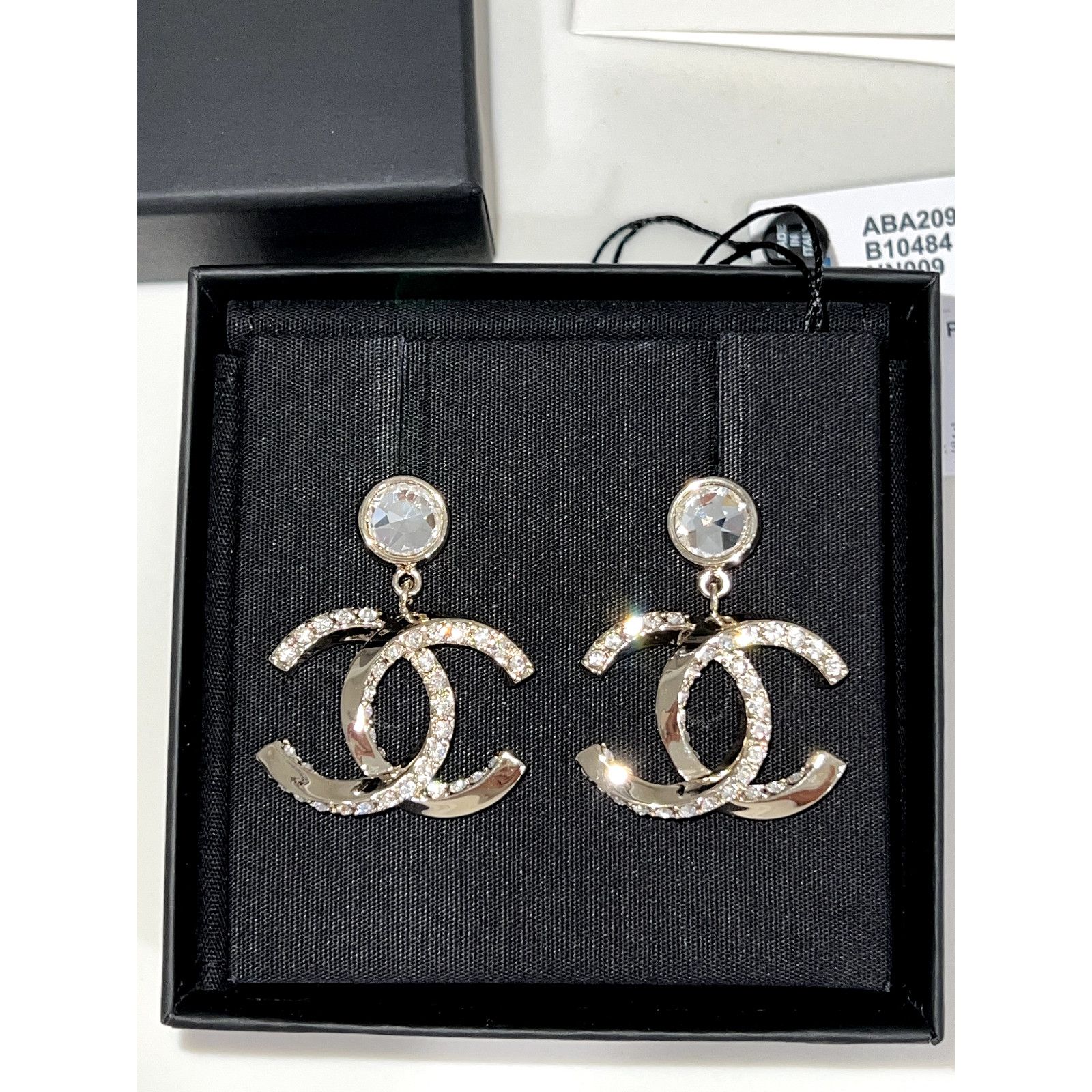 Chanel Chanel Gold Crystal Statement Stud Pendant Drop Earrings Size ONE SIZE - 7 Thumbnail