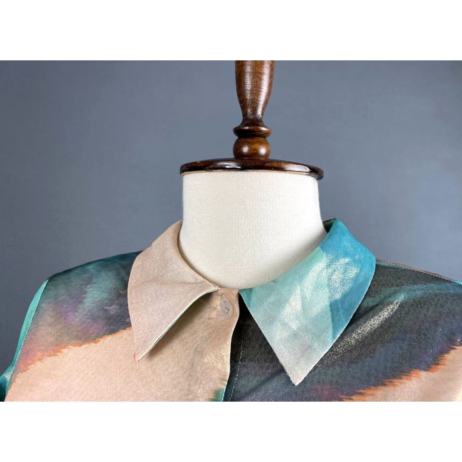 Desigual Desigual Blouse Shirt Women's XL Multicolor Abstract Print Polyester Button-Up Collared Casual Sleeve Size XL / US 12-14 / IT 48-50 - 5 Thumbnail