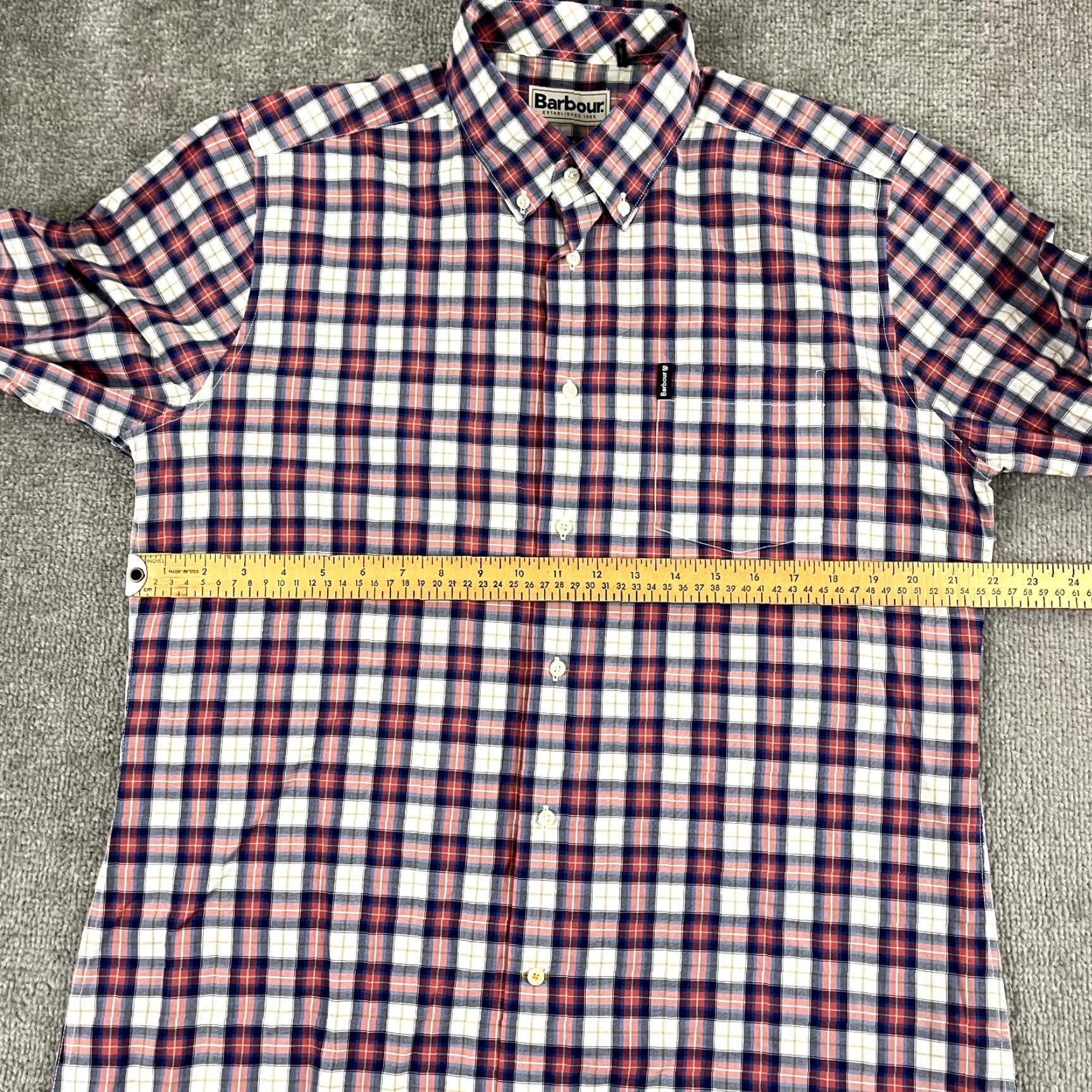 Barbour VINTAGEBARBOUR Shirt Mens Medium Highland Check Red White Blue Button Down Long Sleeve Size US M / EU 48-50 / 2 - 7 Thumbnail