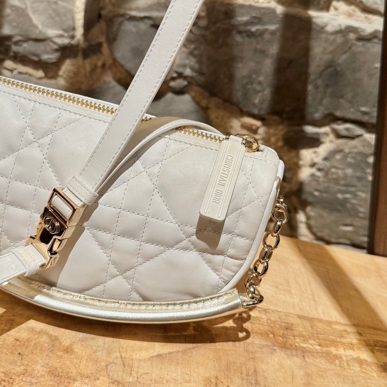 Dior Dior 2021 White Cannage Leather Small Vibe Hobo Two Way Bag Size ONE SIZE - 12 Thumbnail