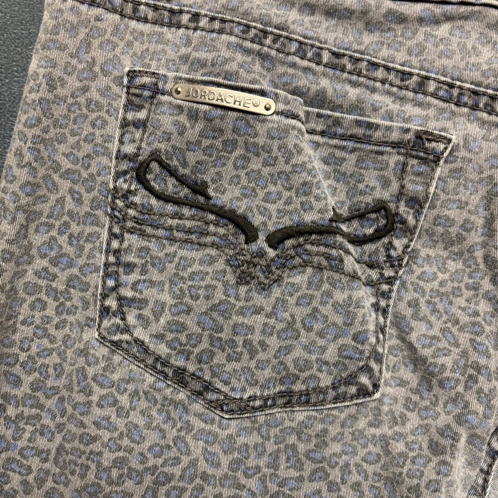 Jordache Jordache Jeans Blue Leopard Print Womens 28 Stretchy Skinny Size 33" - 12 Thumbnail