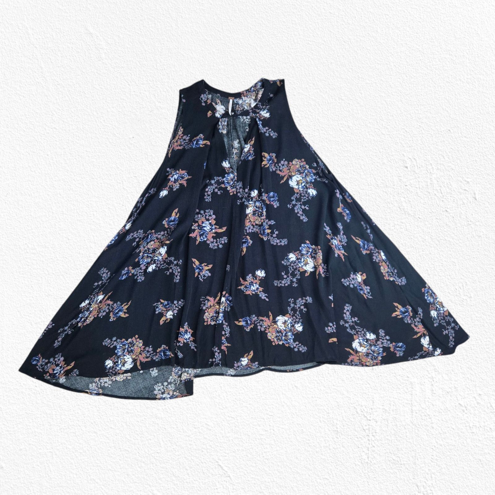Free People Free People Black Floral Trapeze Tunic Swing Blouse Size XS Size XS / US 0-2 / IT 36-38 - 6 Thumbnail