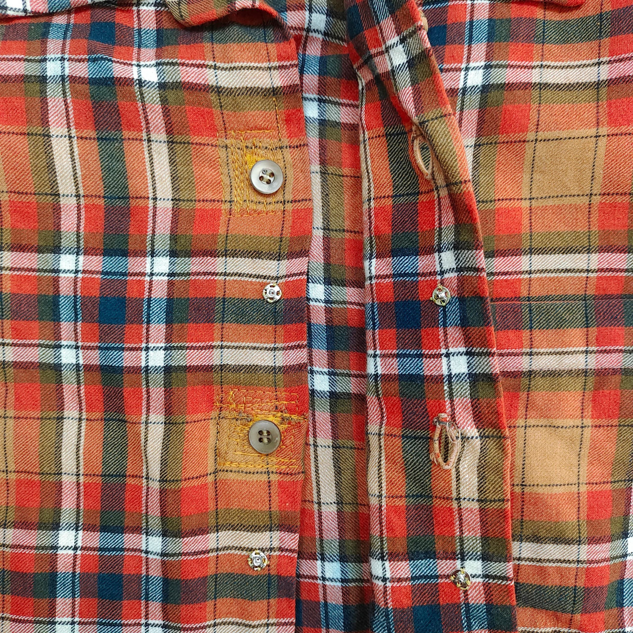 Japanese Brand Vintage 1970s Wakamatsu Yokohama Custom Orange Plaid Flannel Size US XL / EU 56 / 4 - 6 Thumbnail