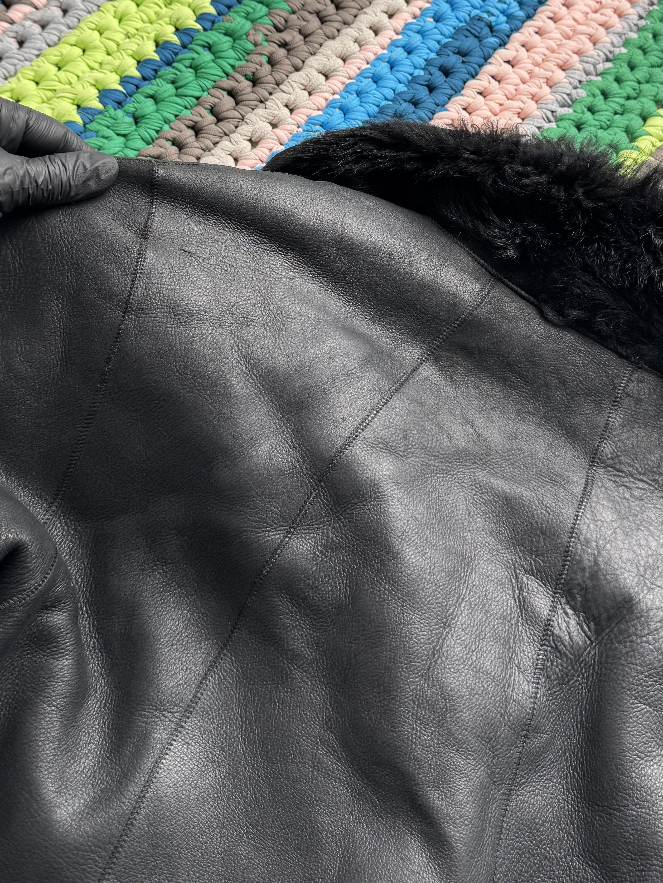 Vintage Vintage Black Shearling Leather Coat Winter Jacket Y2K (ET1) Size XL / US 12-14 / IT 48-50 - 16 Thumbnail