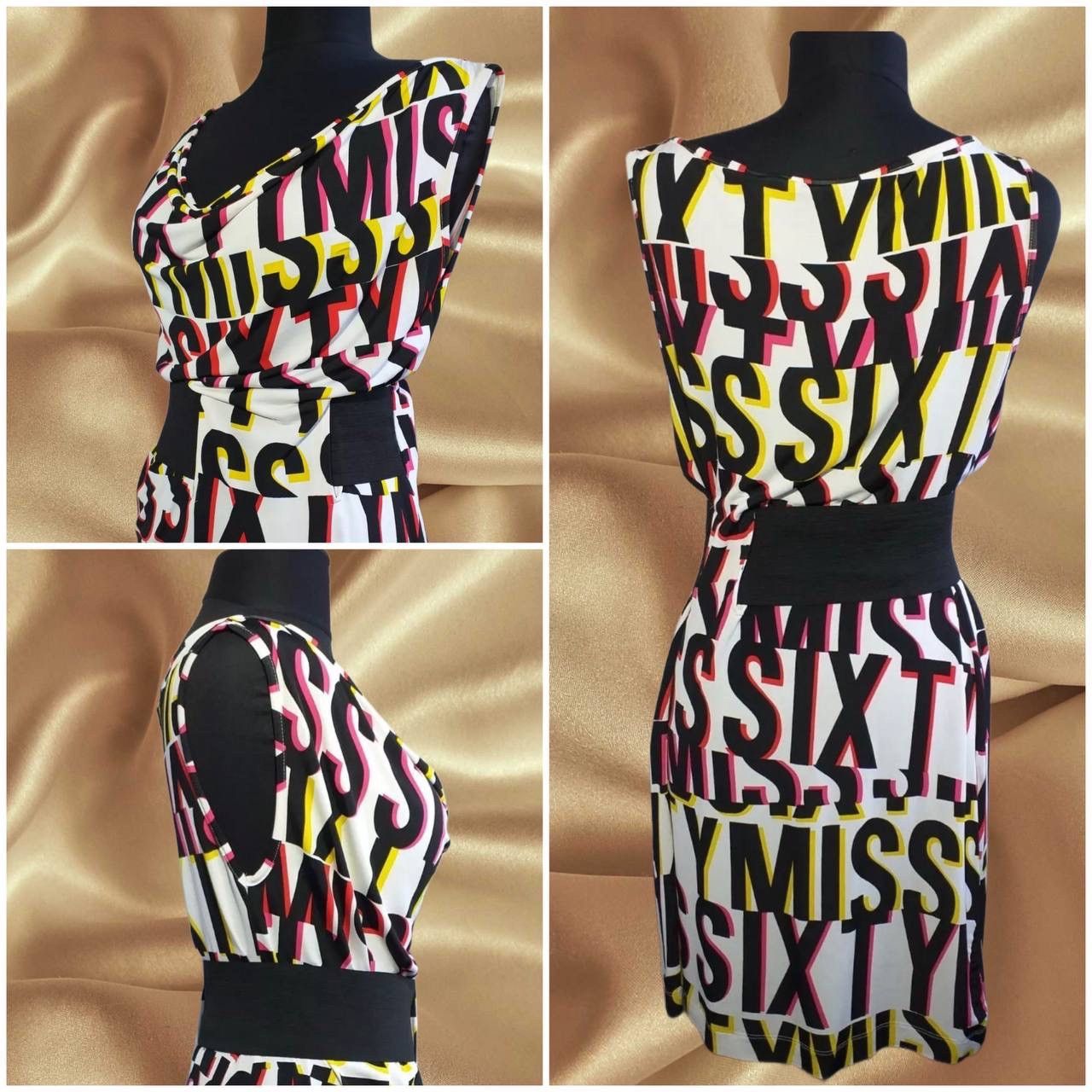 image of Avant Garde x Miss Sixty Monogram Sleeveless Belted Dress Y2K in White, Women's (Size Large)