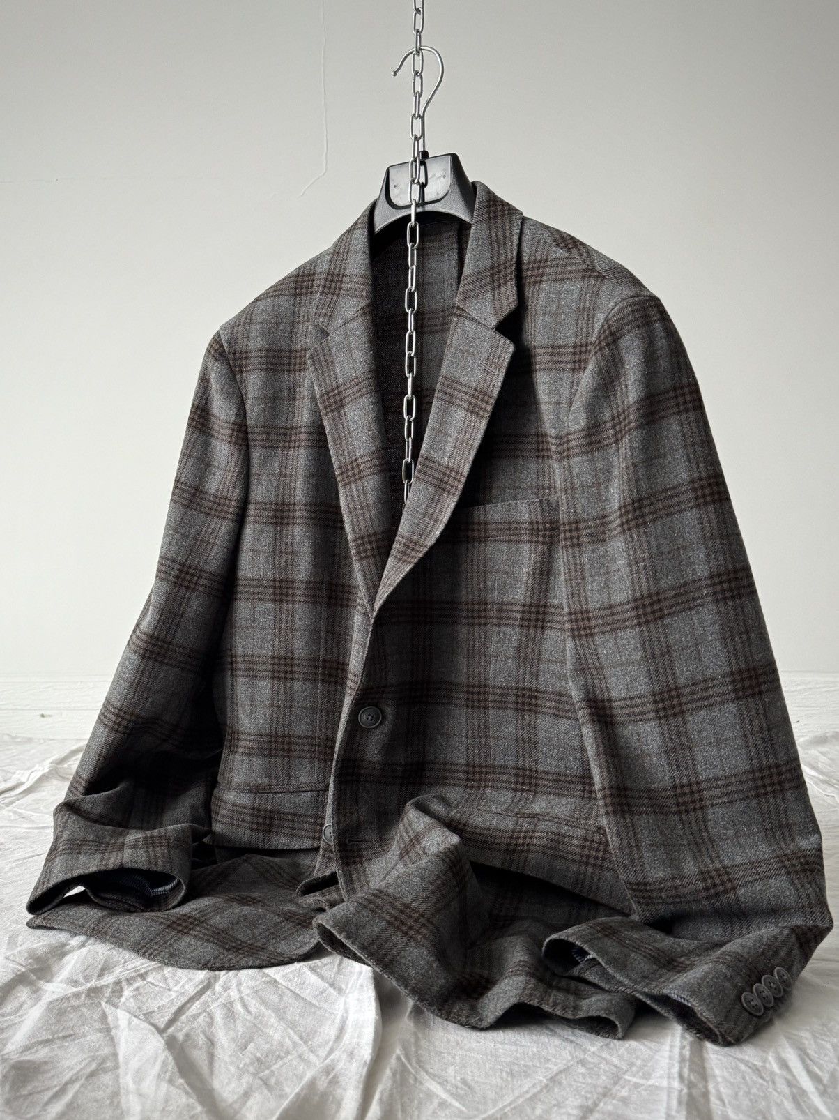 Hackett Hackett London Fancy Gray Check Wool Blazer Size 42R - 3 Thumbnail