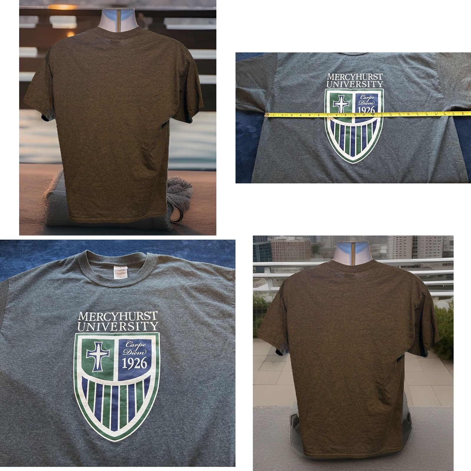 Gildan Mercyhurst University Shirt Men L Heather Gray Short Sleeve Crew Neck Graphic Print Logo University Sports 2010s Gildan Ultra Cotton Size US L / EU 52-54 / 3 - 8 Thumbnail