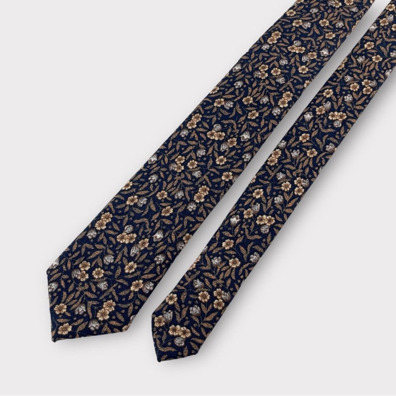 Other Men’s Navy w/ Ochre Rustic Style Floral Necktie Size ONE SIZE - 3 Thumbnail