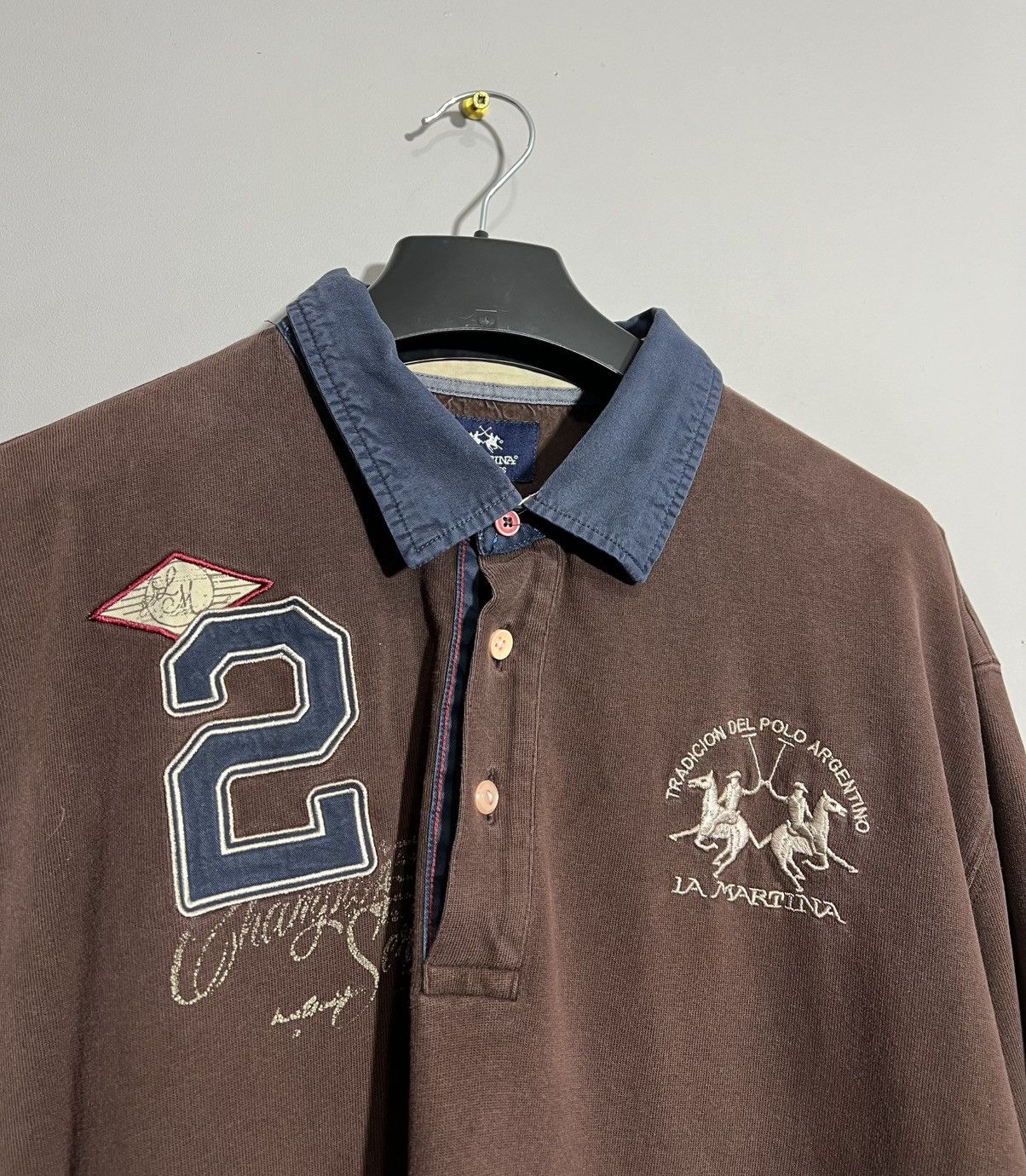 La Martina × Vintage La Martina #2 Brown Rugby Long Sleeve Polo Size US XXL / EU 58 / 5 - 6 Thumbnail