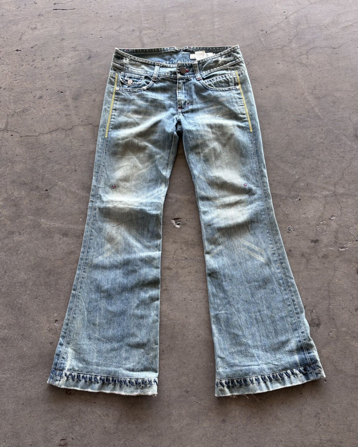If Six Was Nine Mcginn Mud Washed Blue Flared Denim Pants Size US 30 / EU 46 - 3 Thumbnail