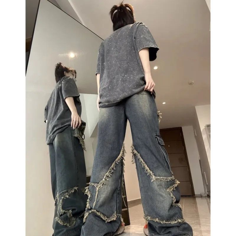 Vintage Jeans high waist wide-leg American straight hip-hop trousers Size 28" / US 6 / IT 42 - 5 Thumbnail