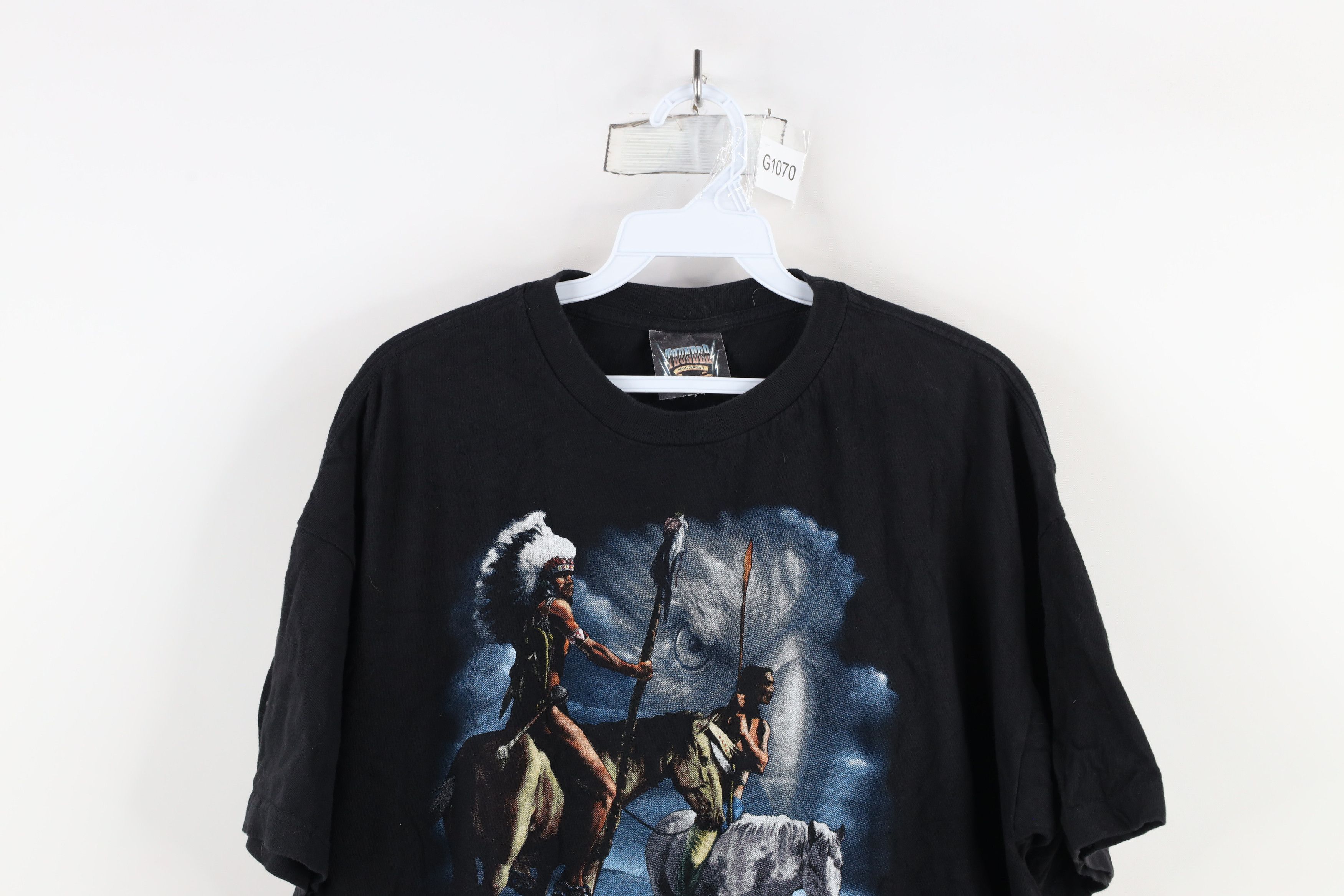 Vintage Vintage 90s Streetwear Horse Indian Short Sleeve T-Shirt Size US XL / EU 56 / 4 - 2 Thumbnail
