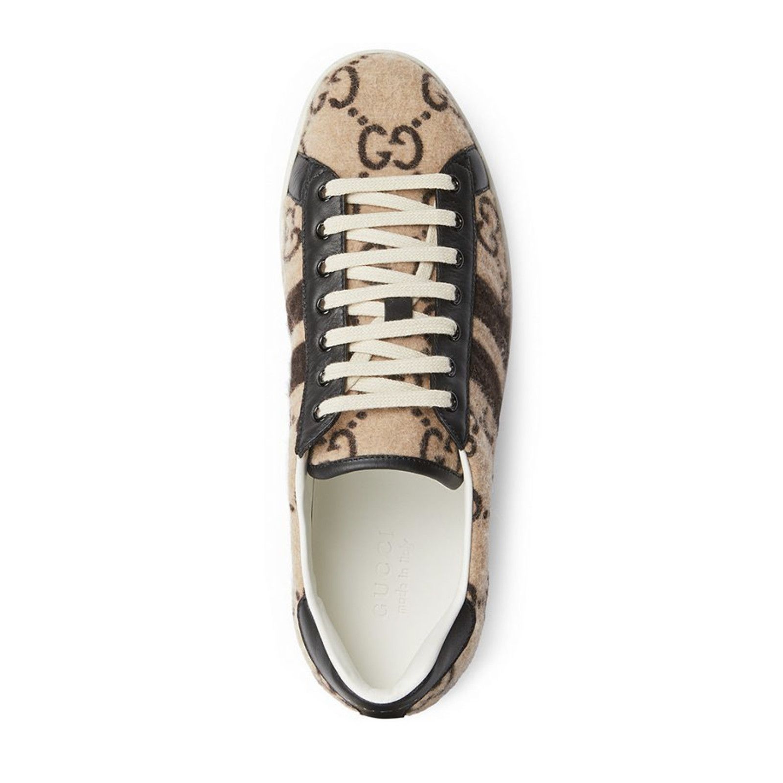 Gucci Gucci Mens New Ace Wool Brown Beige Black GG Logo Low Size US 8 / EU 41 - 6 Thumbnail