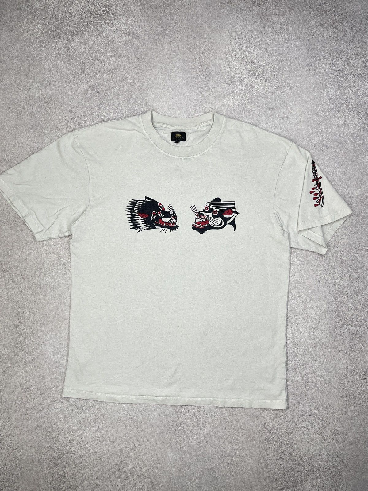 Edwin × Japanese Brand Mens Edwin Teide Flash T Shirt Japanese Style White Size US L / EU 52-54 / 3 - 2 Thumbnail