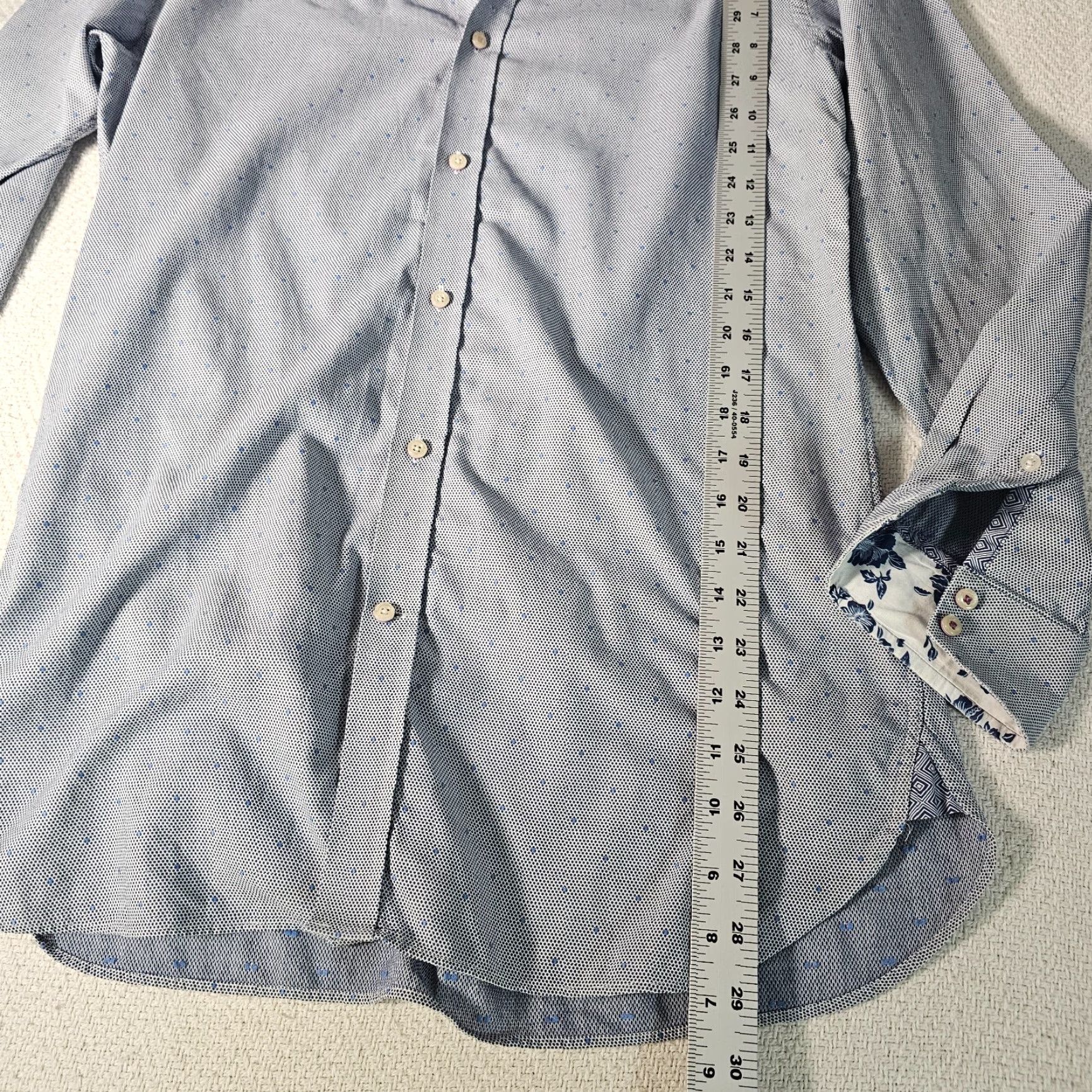 Ted Baker VINTAGE Ted Baker Men's Button Shirt Long Sleeve Collared Geometric Blue Size 15.5 Size US M / EU 48-50 / 2 - 6 Thumbnail
