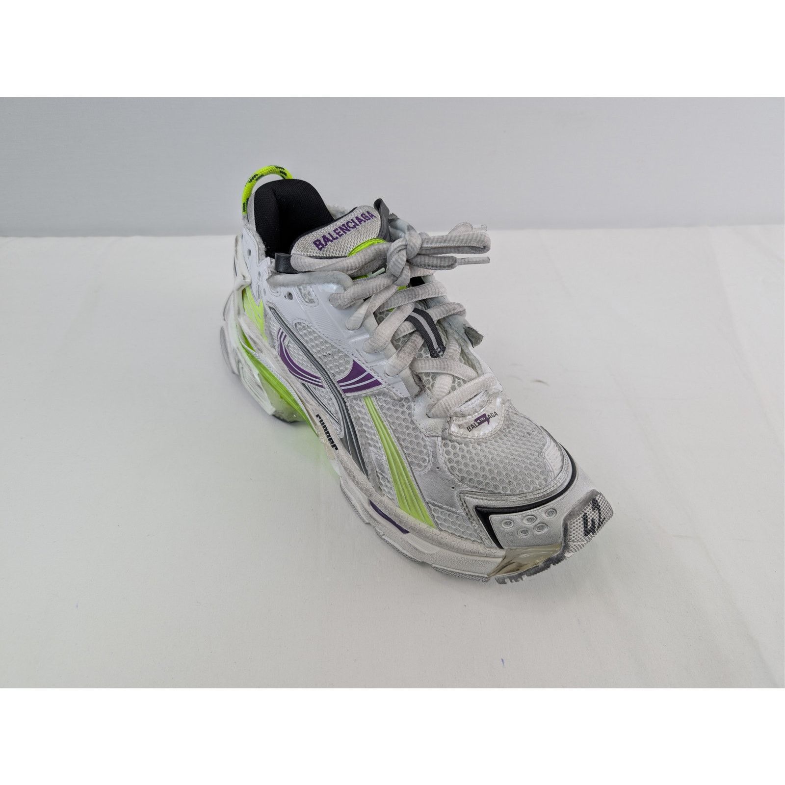 Balenciaga o1rshd1 Mesh Runner Sneaker in White / Fluo Yellow / Grey Size US 10 / EU 43 - 3 Thumbnail