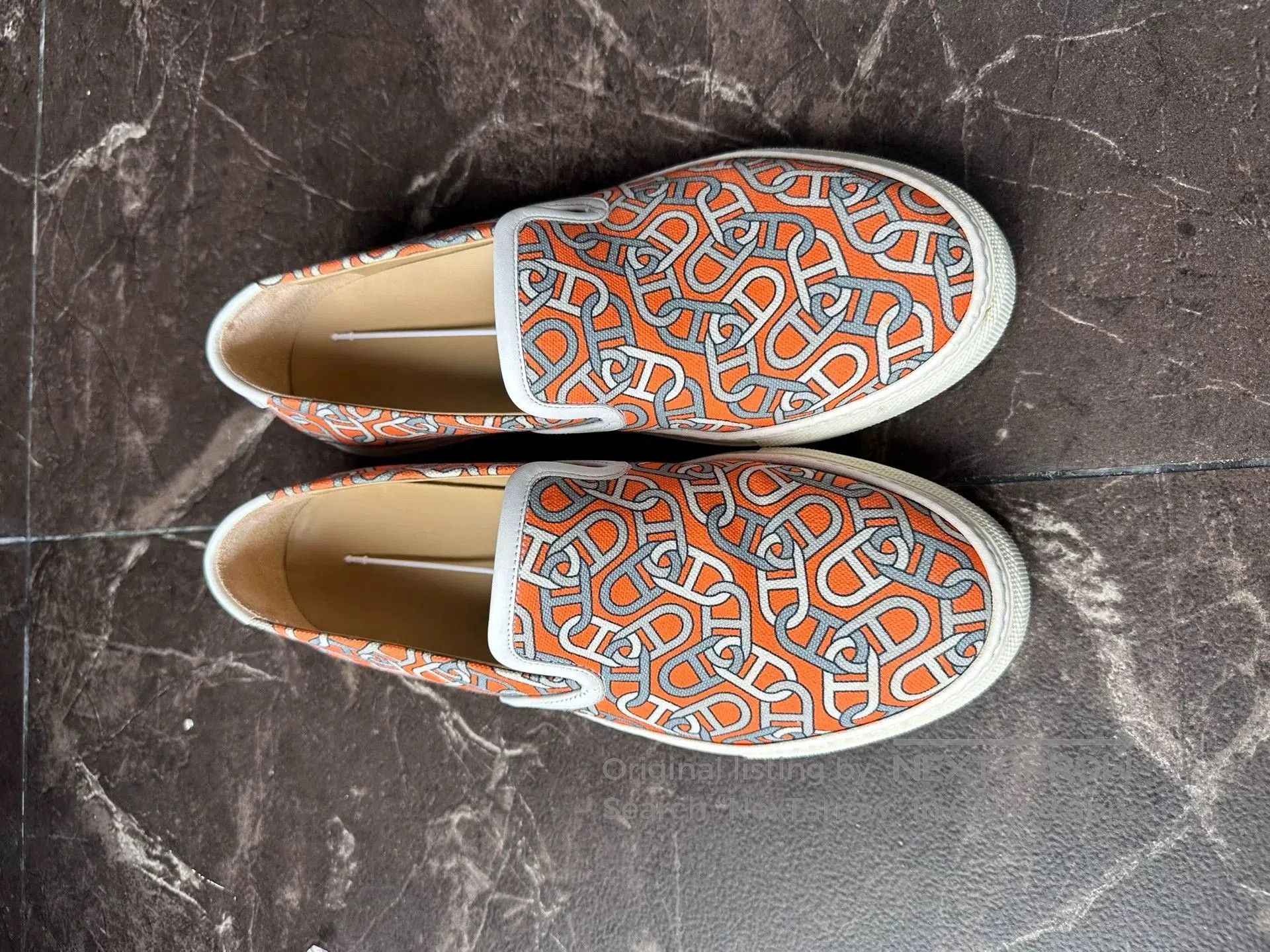 Hermes Hermes Men's Orange Chain Print Slip. Size US 6.5 / EU 39-40 - 2 Thumbnail