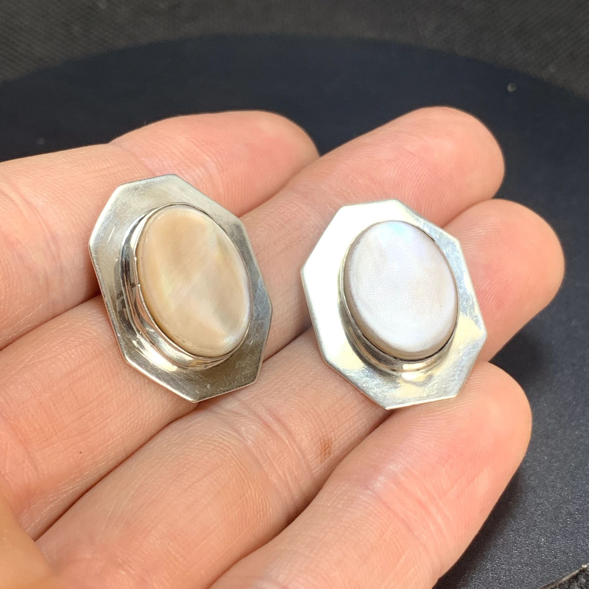 Other VTG Sterling Silver 925 Pink Mother of Pearl Bezel Set Earri Size ONE SIZE - 4 Thumbnail
