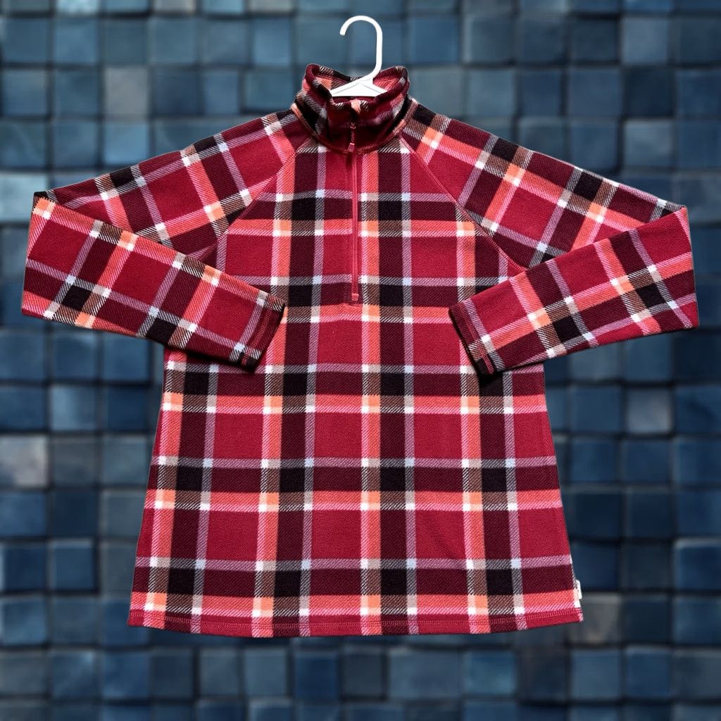 Eddie Bauer Eddie Bauer Pullover Sweater Womens Medium Red/Pink Plaid Fleece 1/4 Zip Long Sleeve EUC Size M / US 6-8 / IT 42-44 - 1 Thumbnail