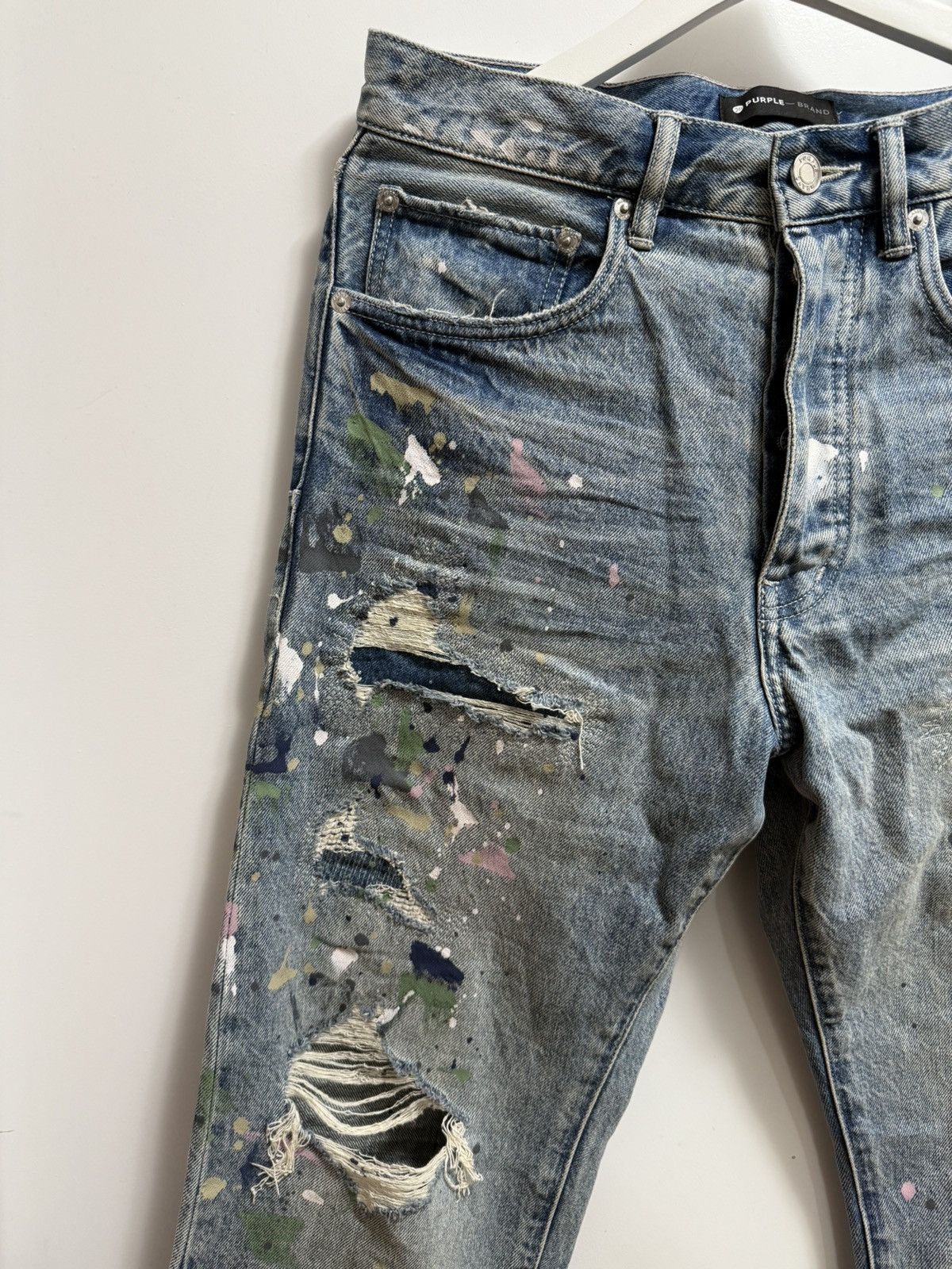 Purple Brand Purple Brand Paint Splatter Jeans Size US 31 - 2 Thumbnail