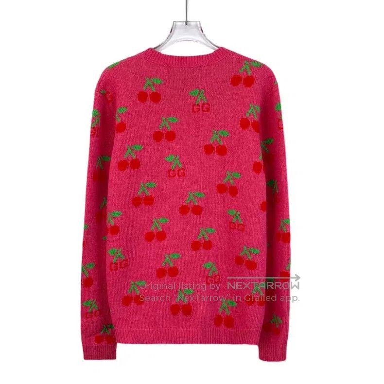 Gucci Gucci Rose-red cherry jacquard full-print wool round-neck Size M / US 6-8 / IT 42-44 - 2 Thumbnail
