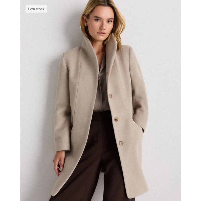 Quine Wool Cashmere Cocoon Coat Sand Dune Medium NWT