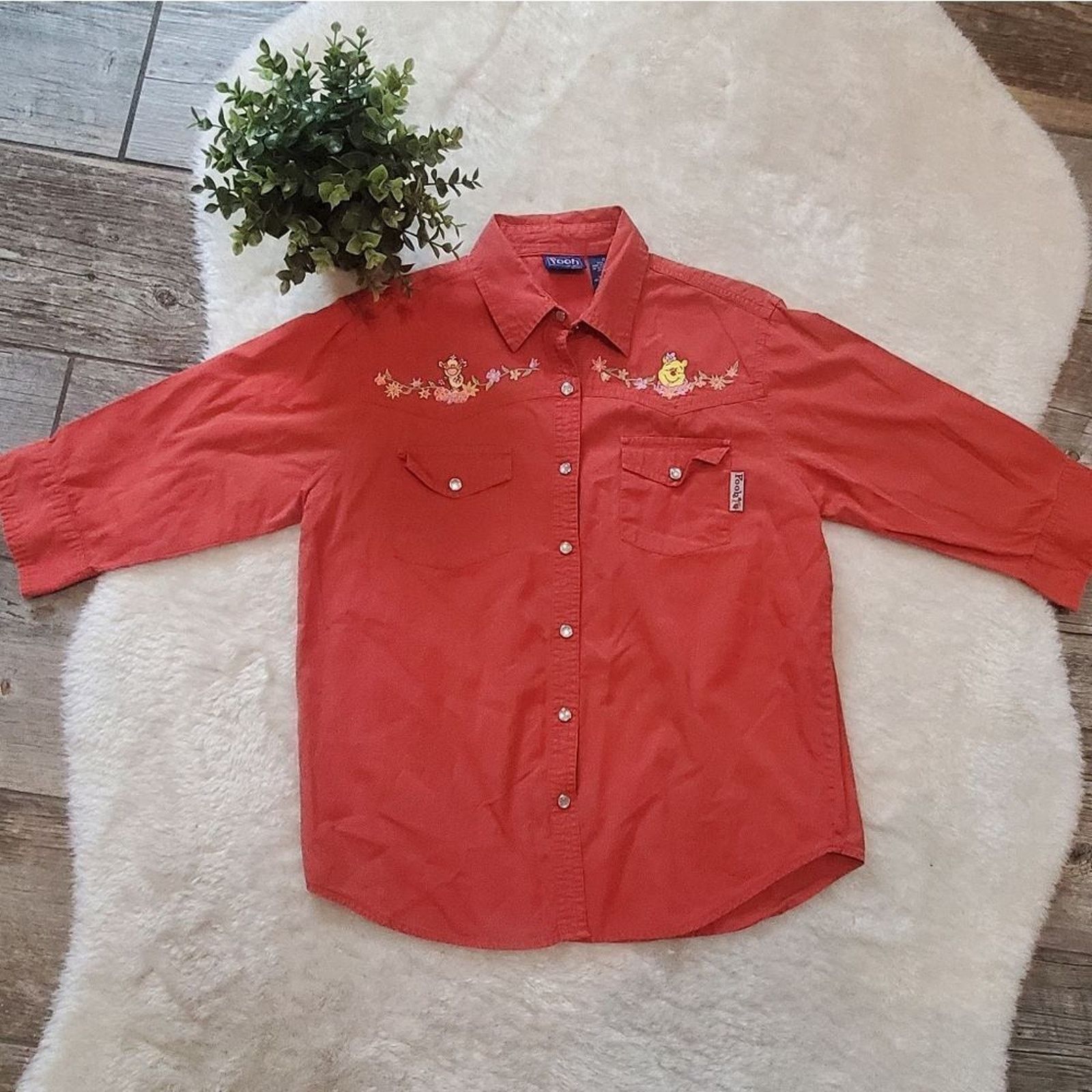 Disney Disney Winnie the Pooh Red-Orange Snap-Button Blouse, Small Size S / US 4 / IT 40 - 1 Thumbnail