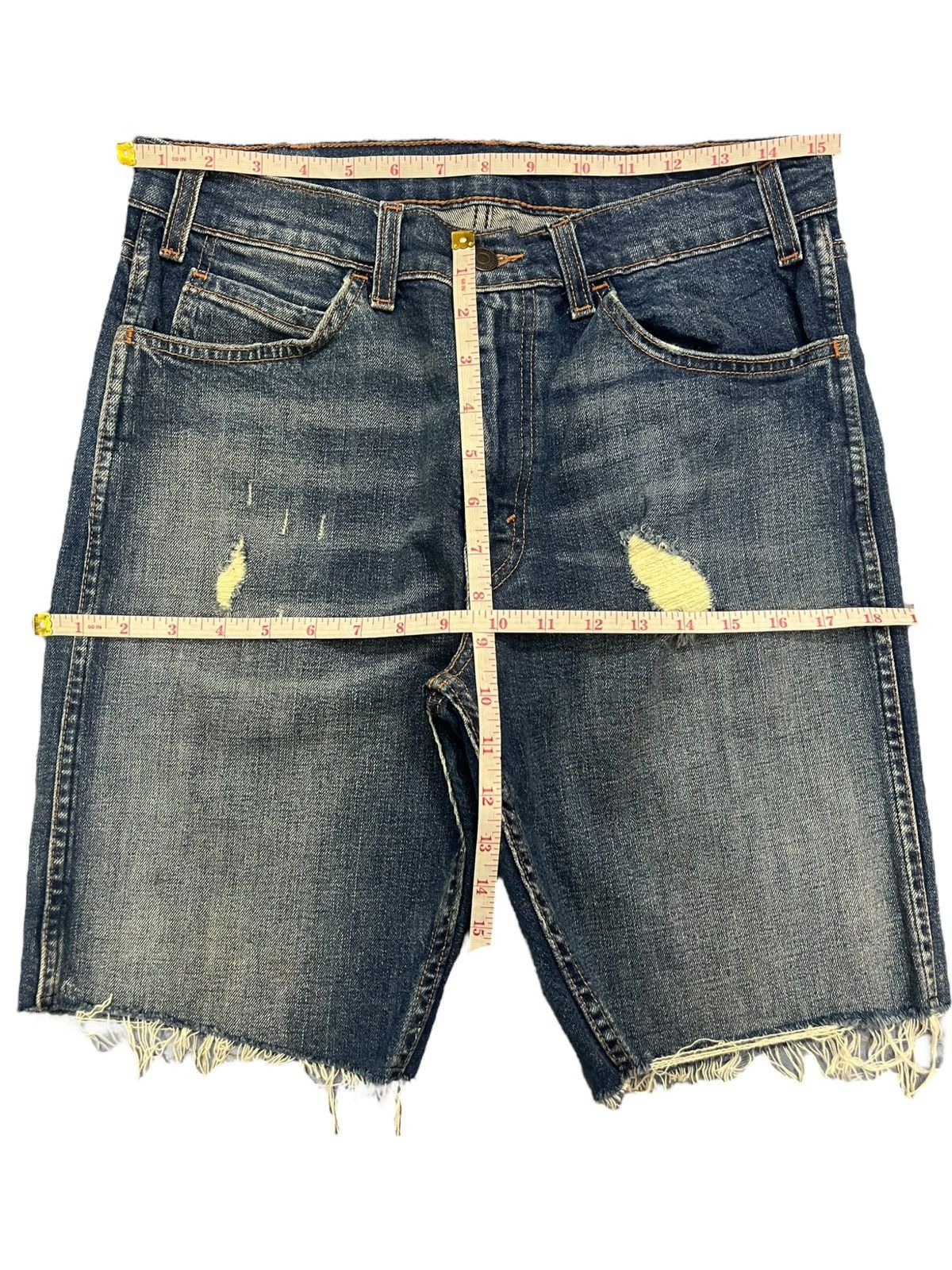 Levi's Vintage Y2K Levis 505 C Orange Tab Distress Jean Shorts Size 31" - 6 Thumbnail