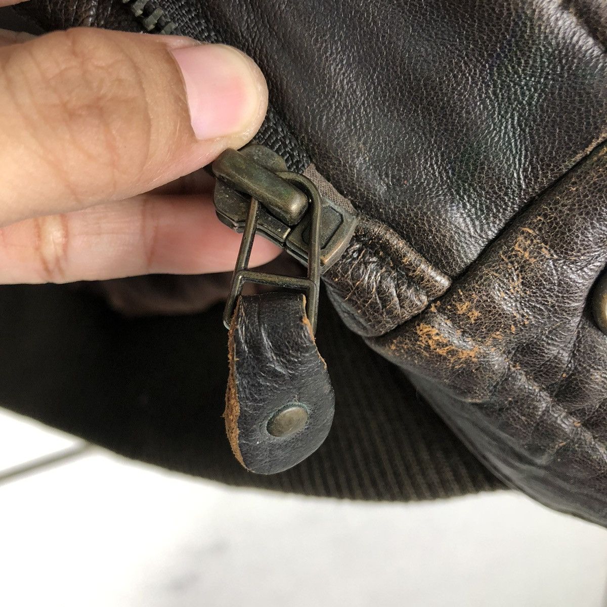 Vintage 🔥VINTAGE FLY GENUINE LEATHER JACKET BUGLE BIG LOGO Size US L / EU 52-54 / 3 - 18 Thumbnail
