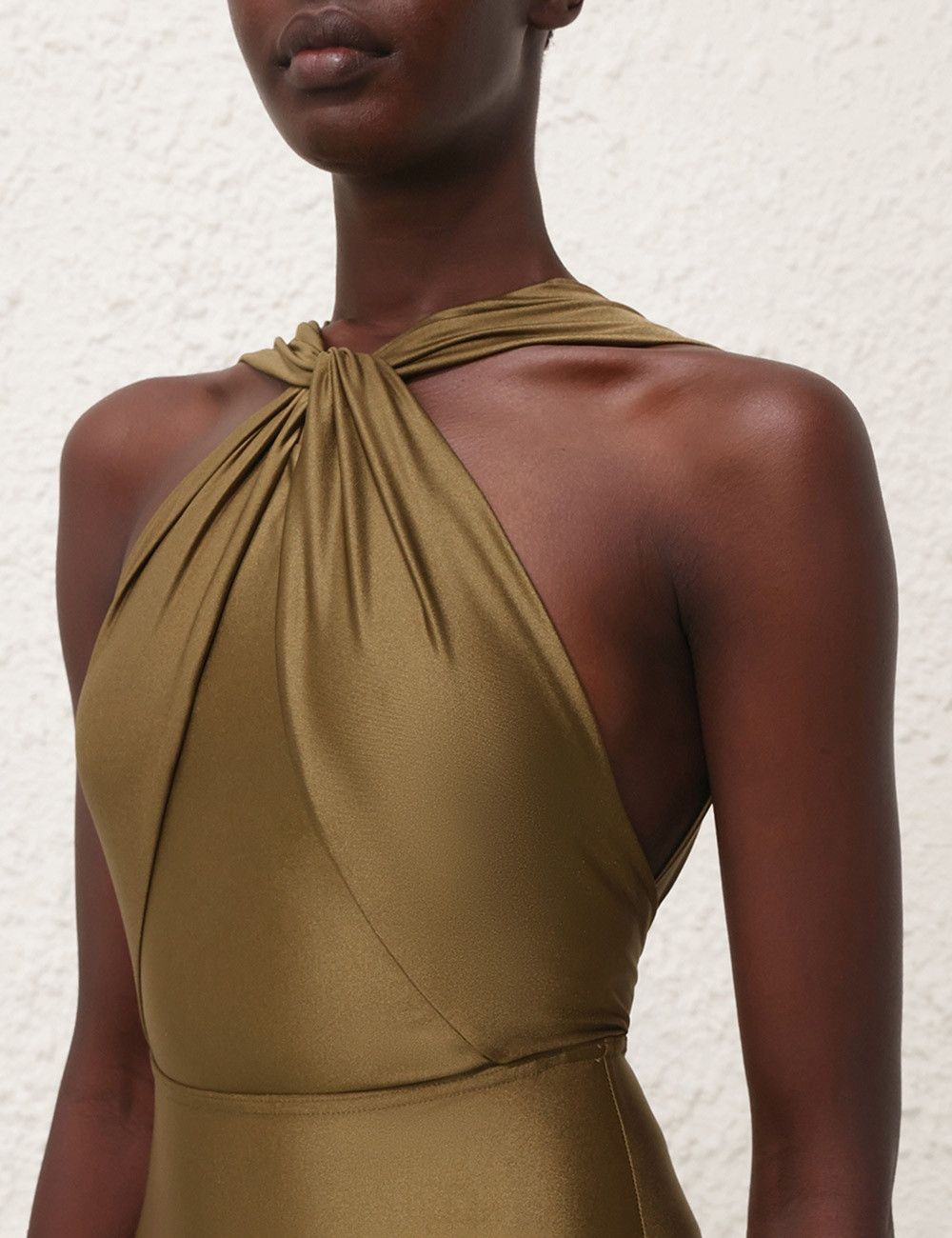 Zimmermann oc11z0525 Ottie High Neck Draped Bodysuit in Olive Green Size M / US 6-8 / IT 42-44 - 5 Thumbnail