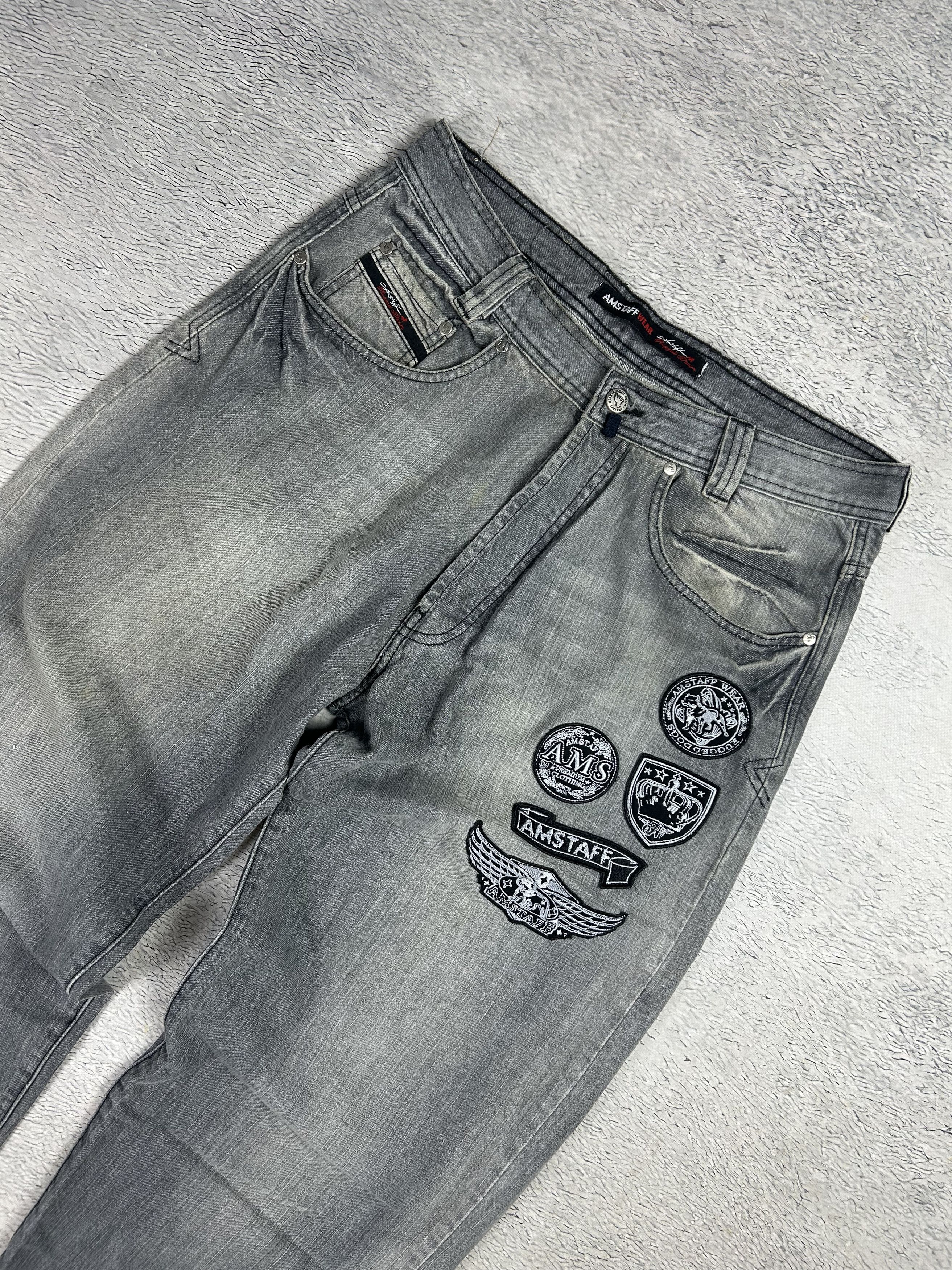 Vintage Streetwear Baggy Jeans Drill Amstaff SK8 Loose Fit Patch Size US 34 / EU 50 - 3 Thumbnail