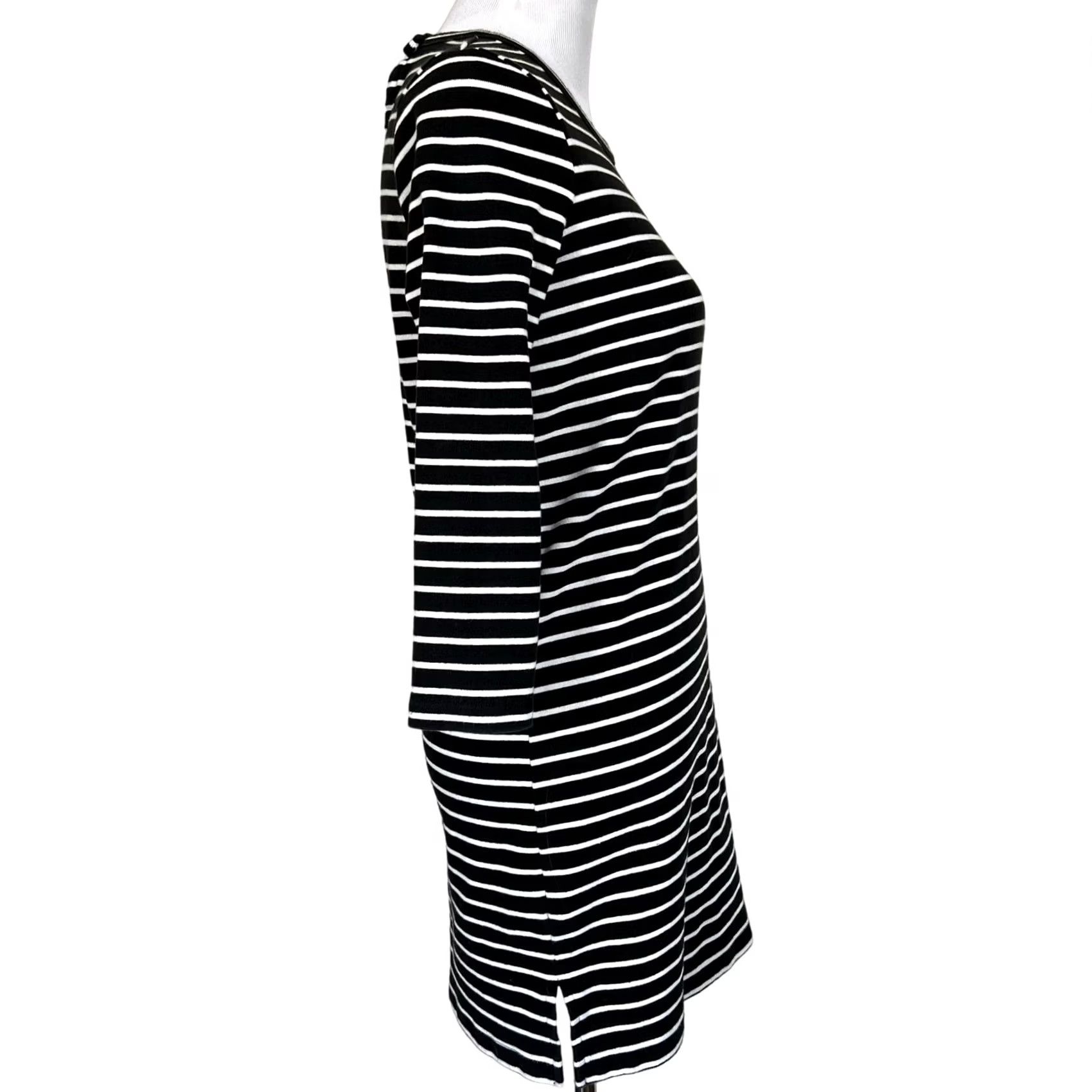 Madewell Madewell Dress Black White Striped Keyhole Back Long Sleeve G2852 Size S Casual Dress Women Shirt Dress Size S / US 4 / IT 40 - 5 Thumbnail