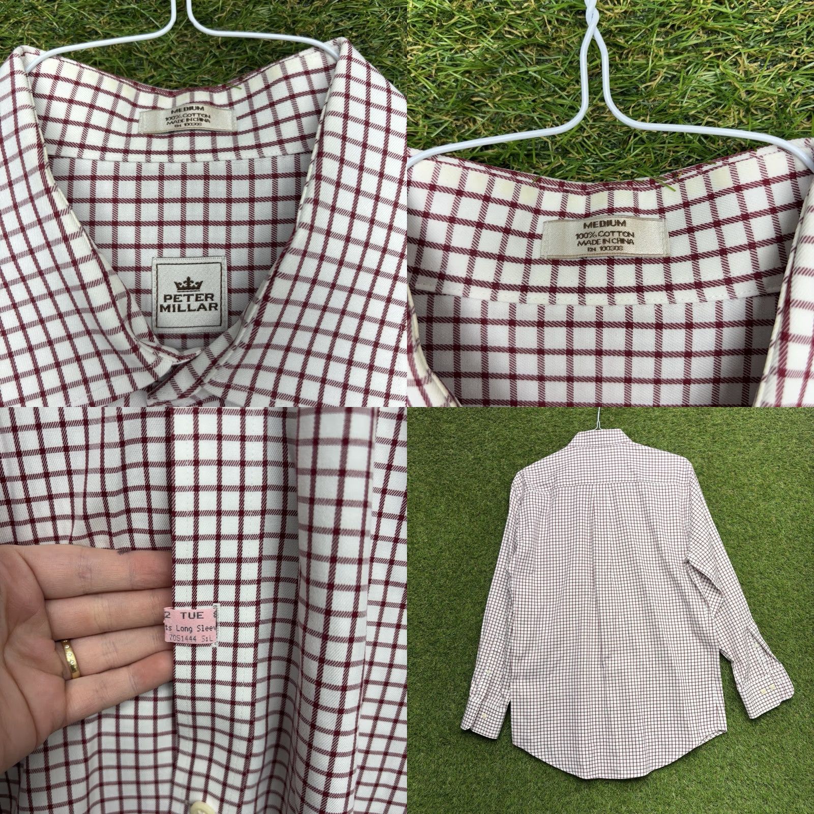 Peter Millar Peter Millar Button-Up Shirt Mens Medium White Plaid Long Sleeve Preppy Casual Size 40R - 8 Thumbnail