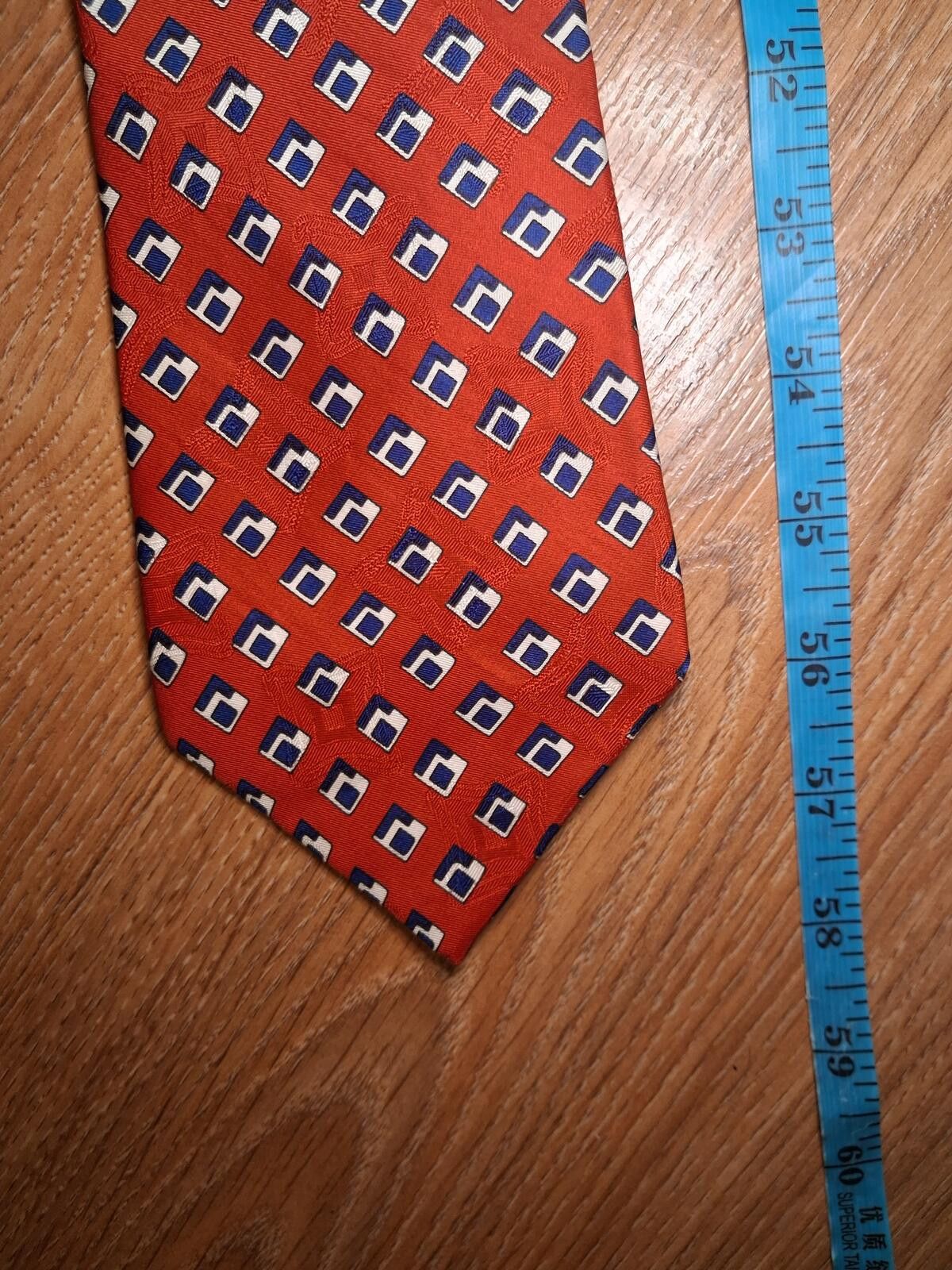 Polo Ralph Lauren Polo Ralph Lauren Silk Tie Red Geometric Handmade USA Wide Size ONE SIZE - 6 Thumbnail