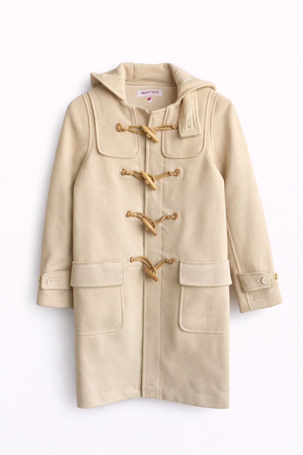 DRESSTERIOR Vintage DRESSTERIOR Cream Duffle Coat Hooded Wool Blend Size XS / US 0-2 / IT 36-38 - 1 Thumbnail