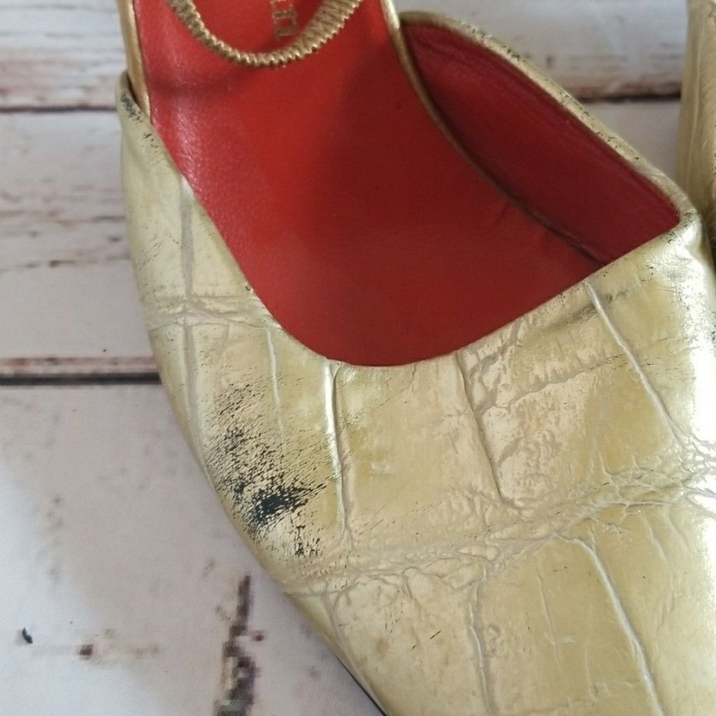 The Unbranded Brand Stephane Kelian Paris point toe sling back gold heels sz 6.5 Size US 6.5 / IT 36.5 - 5 Thumbnail