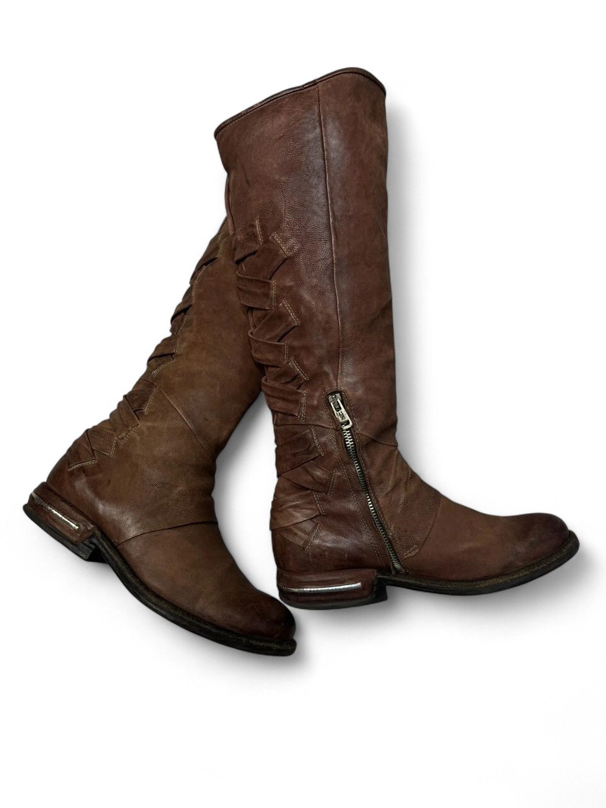 A.S.98 A.S.98 Red Leather Tall Boots Italy Avantgarde Style Size US 9 / IT 39 - 2 Thumbnail
