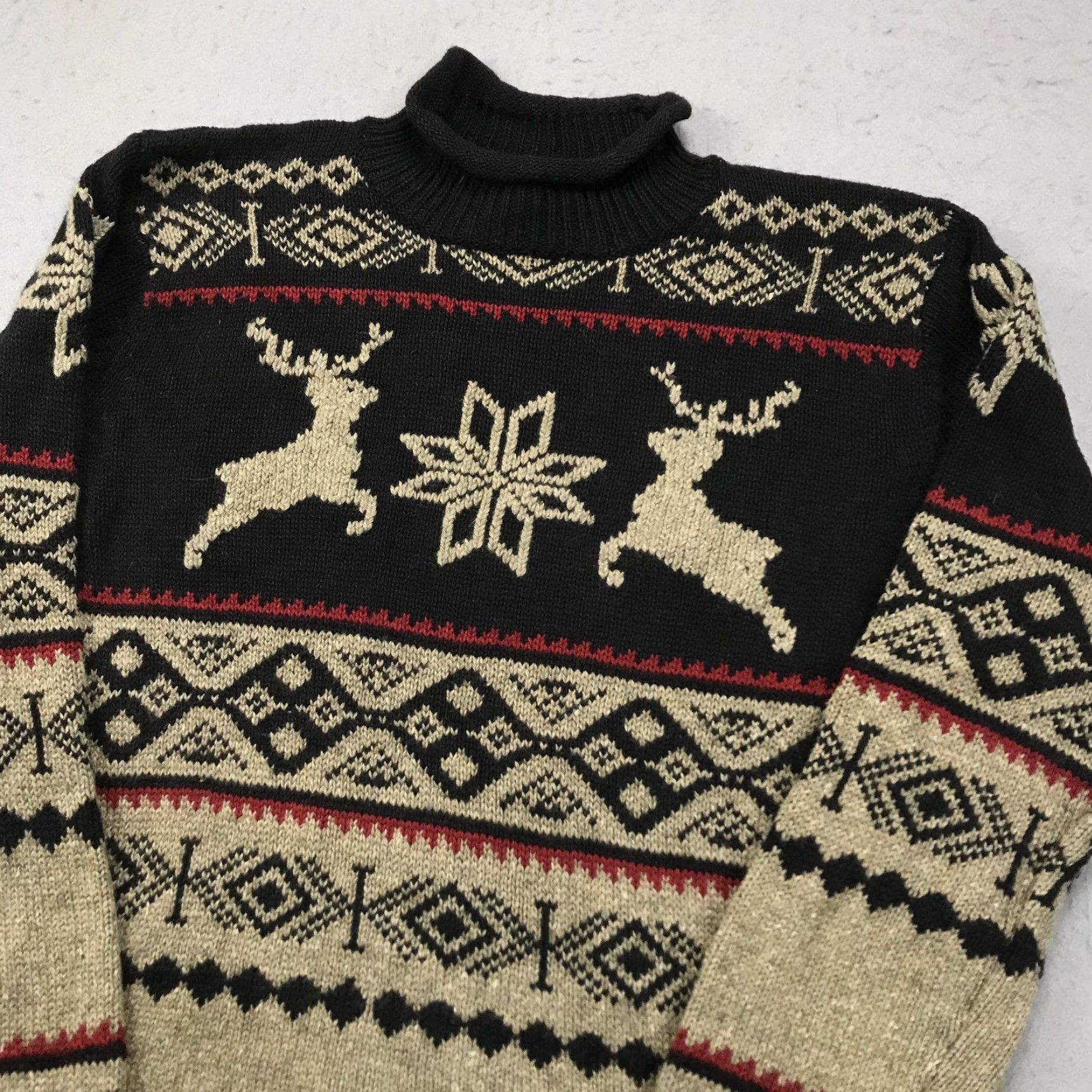 Evan Picone VINTAGE Evan Picone Sweater Womens Large Reindeer Grandma Roll Neck Holiday Knit Size L / US 10 / IT 46 - 3 Thumbnail