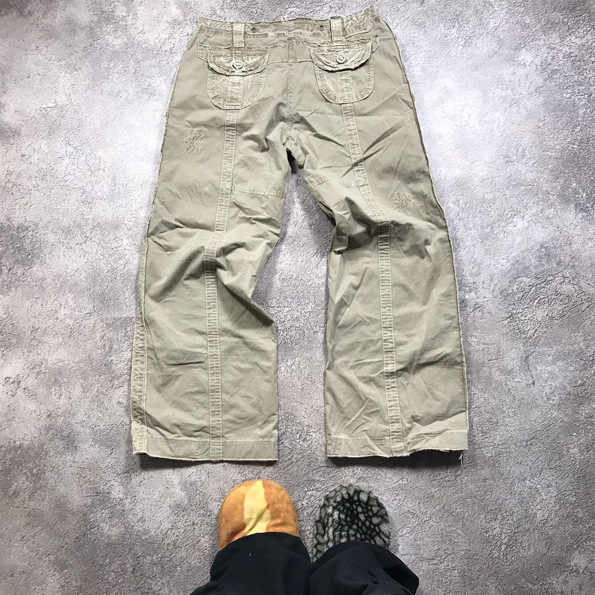 Vintage Vintage Y2K Baggy Cargo Pants Distressed Tactical Streetwear Size 29" - 5 Thumbnail