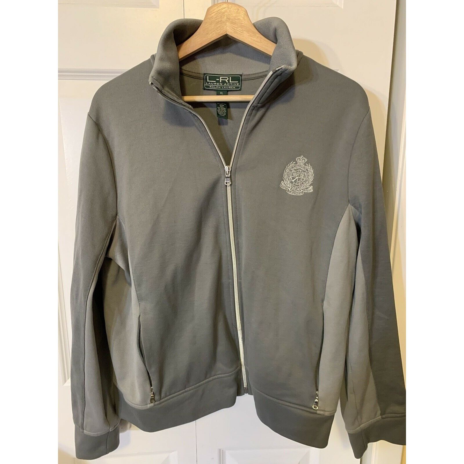 Ralph Lauren L-RL Active Women's Sz XL Gray Crest Full Zip W