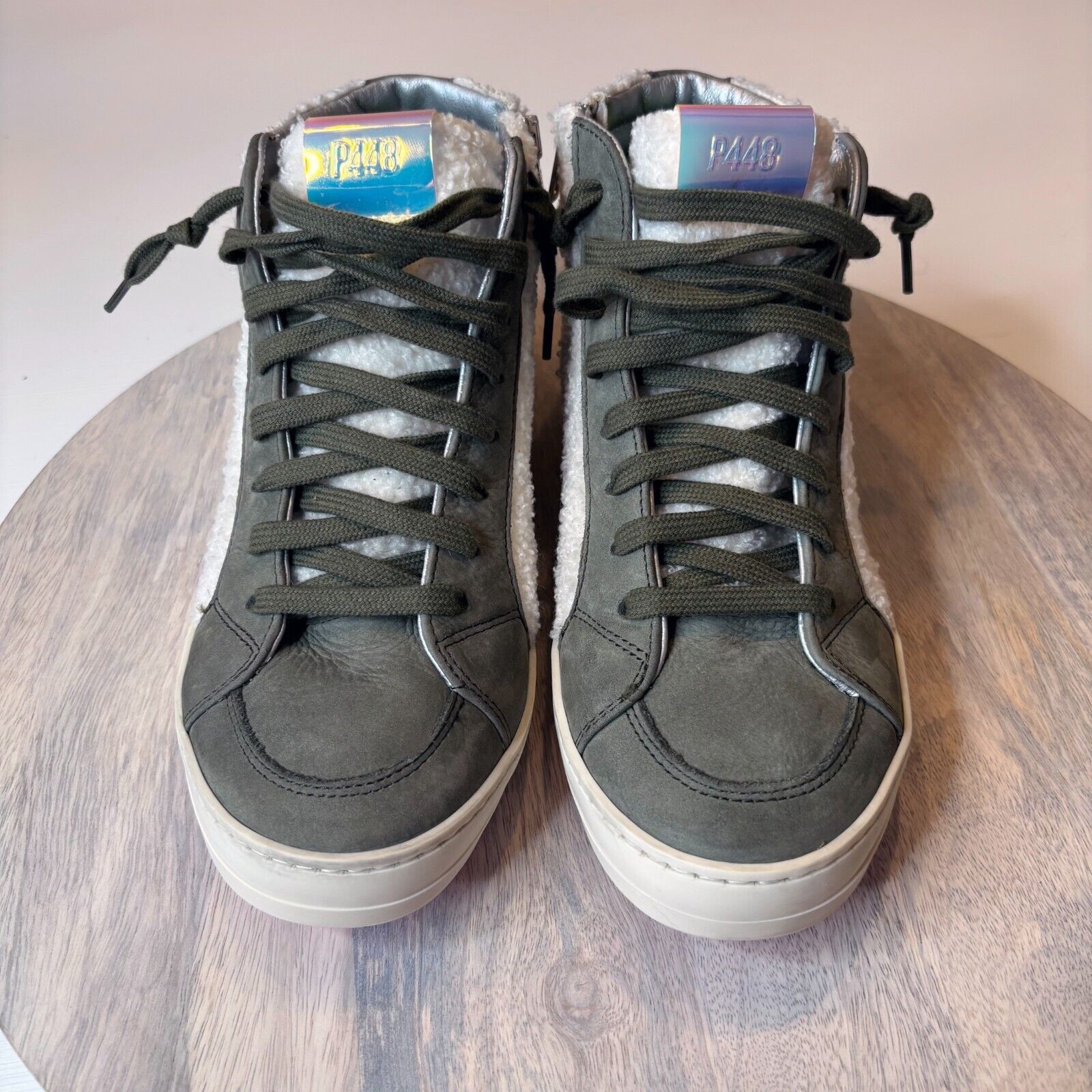 P448 P448 Skate Women's Wad Hi-Tops Green Sherpa Sneakers Size 7 Size US 7 / IT 37 - 4 Thumbnail