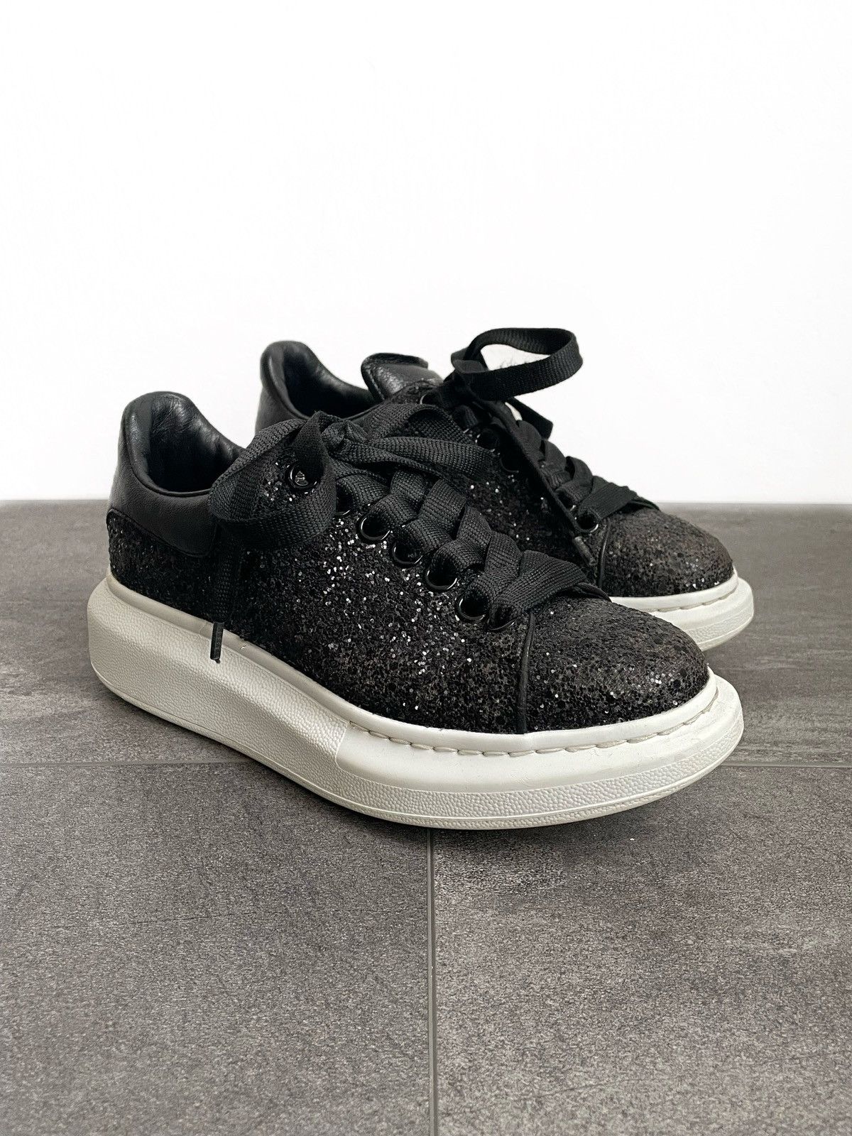 Alexander McQueen Alexander McQueen Black Oversized Glitter Women’s Sneakers Size US 6 / IT 36 - 1 Thumbnail