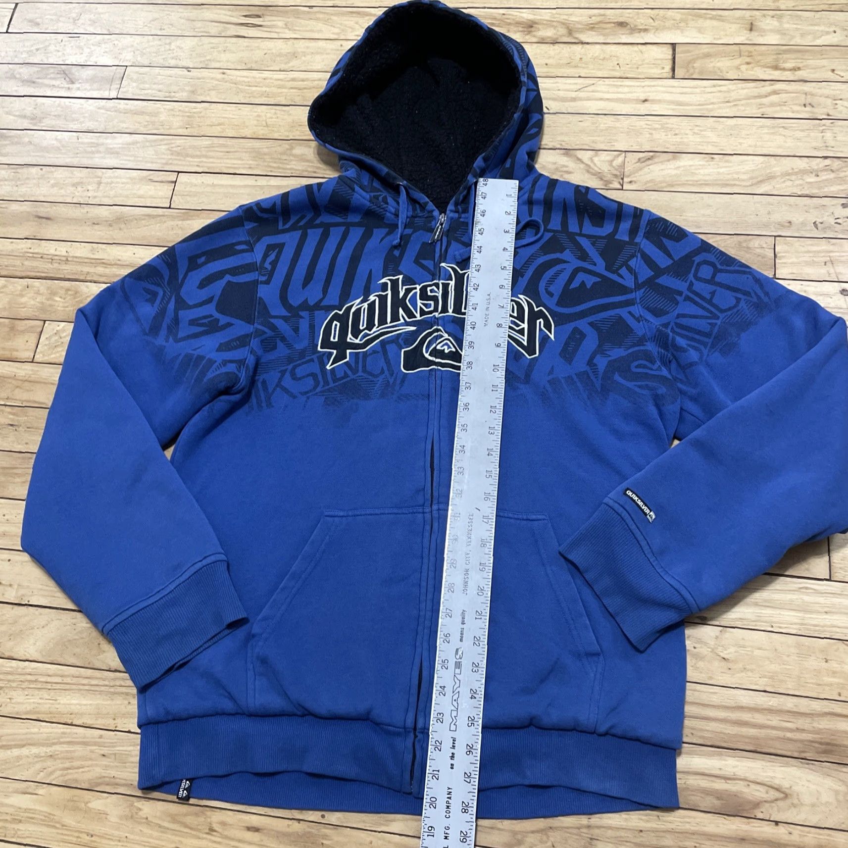 Quiksilver VINTAGE Quiksilver Hoodie Men L Blue Double Graphic Embroidered Zip Jacket Surf Skate Maxi AOP Rare Size US L / EU 52-54 / 3 - 7 Thumbnail
